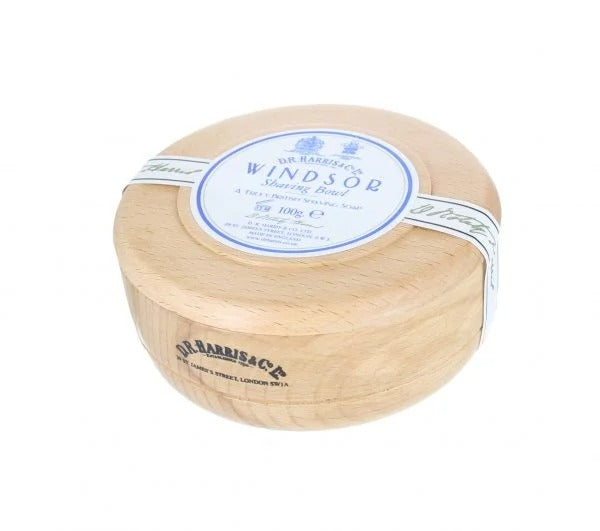 D.R. Harris Windsor Shaving Soap in Beechwood Bowl - Luxury Wet Shaving for Men, Perfect for Traditional Shaving Rituals & Grooming Gifts