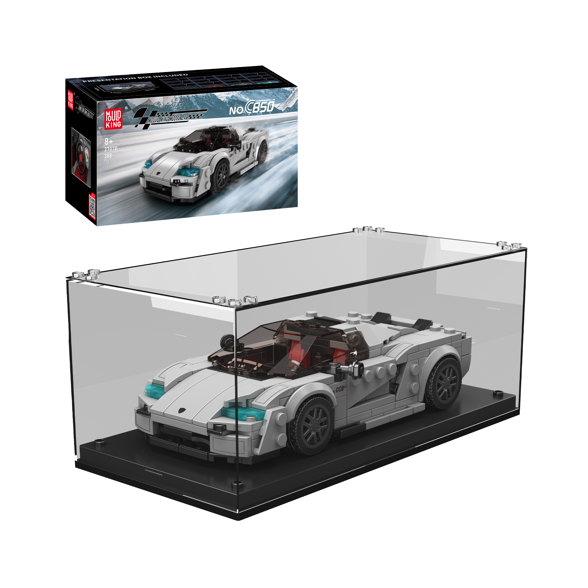 Mould King 27070 C850 Super Car Model Building Set - 388 Pcs STEM Toy for Kids & Adults | Creative DIY Construction Kit for Birthday Gifts & Home Decoration
