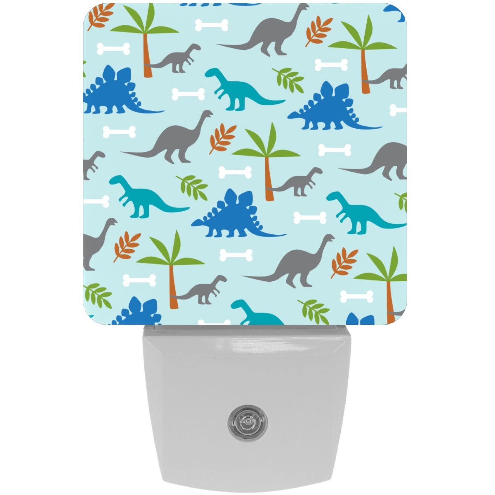 EVANLinsim 2 Pack Plug-in LED Night Light with Auto Dusk to Dawn Sensor - Dinosaur & Palm Tree Design for Kids Bedroom, Bathroom, Hallway, Nursery (Perfect for Nighttime Safety & Decor)