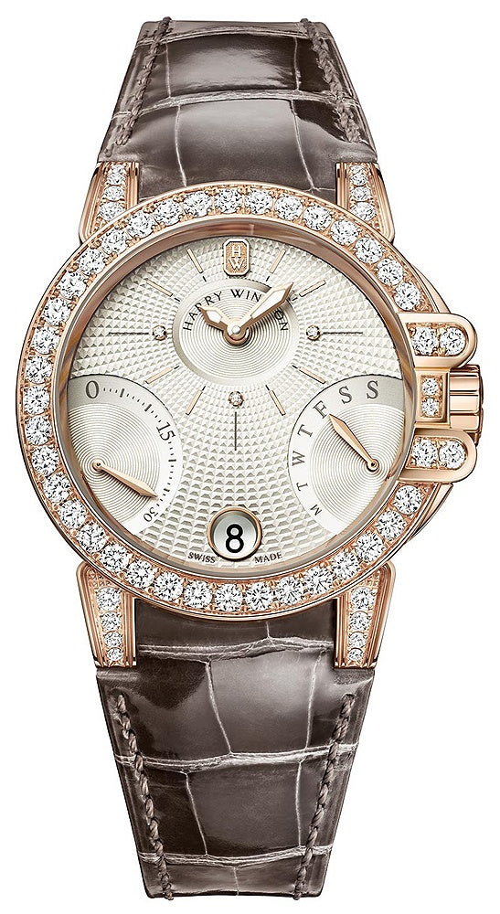 Harry Winston Ocean Biretrograde 18K Rose Gold Diamond Ladies Watch - Luxury Women's Timepiece for Special Occasions & Formal Events