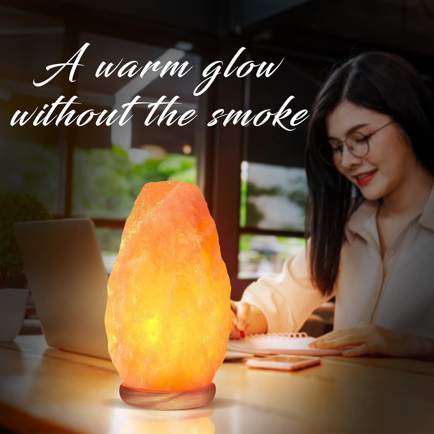 Himalayan Salt Lamp Natural Pink Crystal Rock Night Light with 6 Ft Cord & Dimmer Switch - Perfect for Bedroom, Yoga Studio, Meditation Room & Home Décor