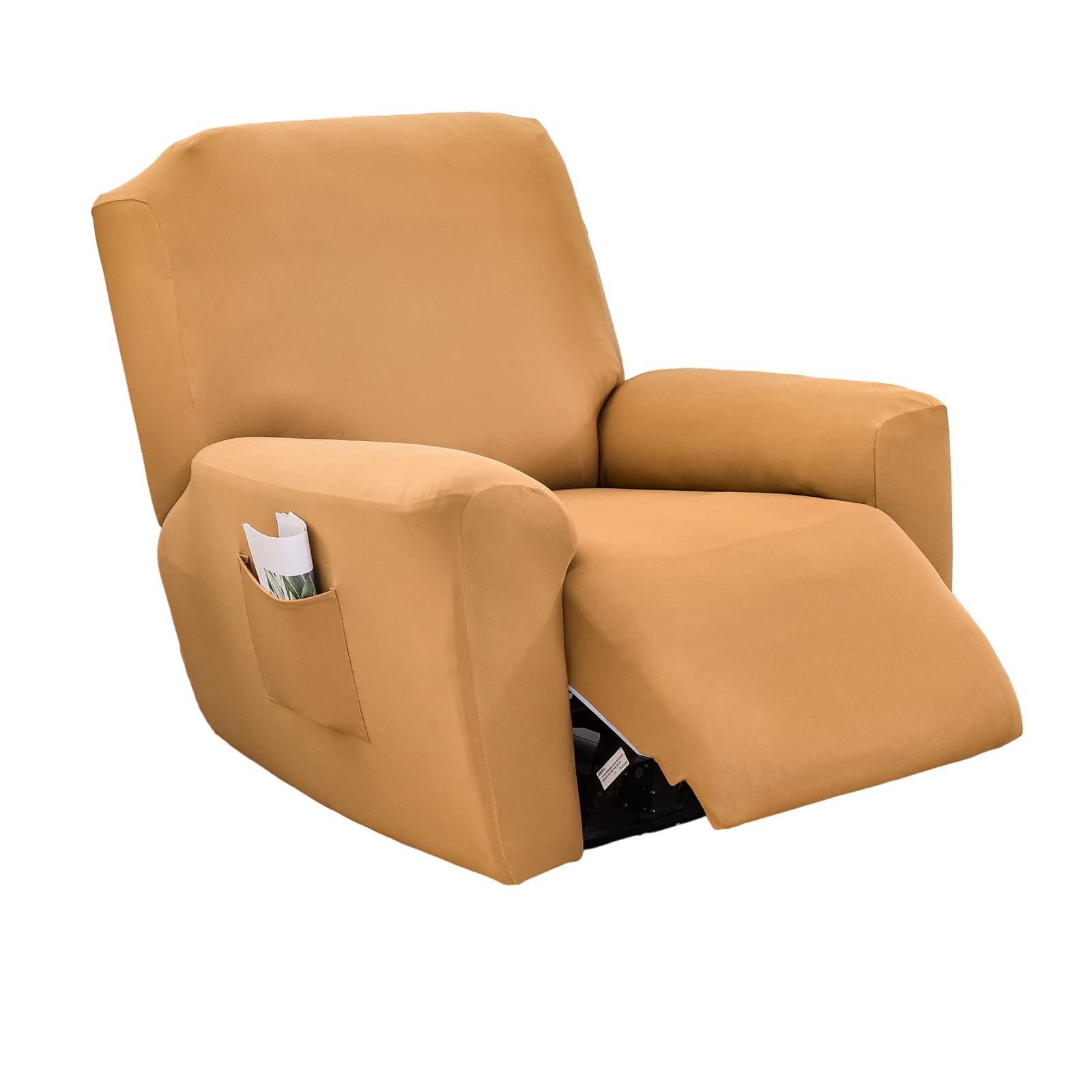 NILUOH 4-Piece Stretch Recliner Cover - Universal Fit for Electric Power Lift Recliner Chairs & Reclining Couches | Anti-Slip Fitted Furniture Protector with Side Pockets | Perfect for Living Room, Home Theater & Nursing Care