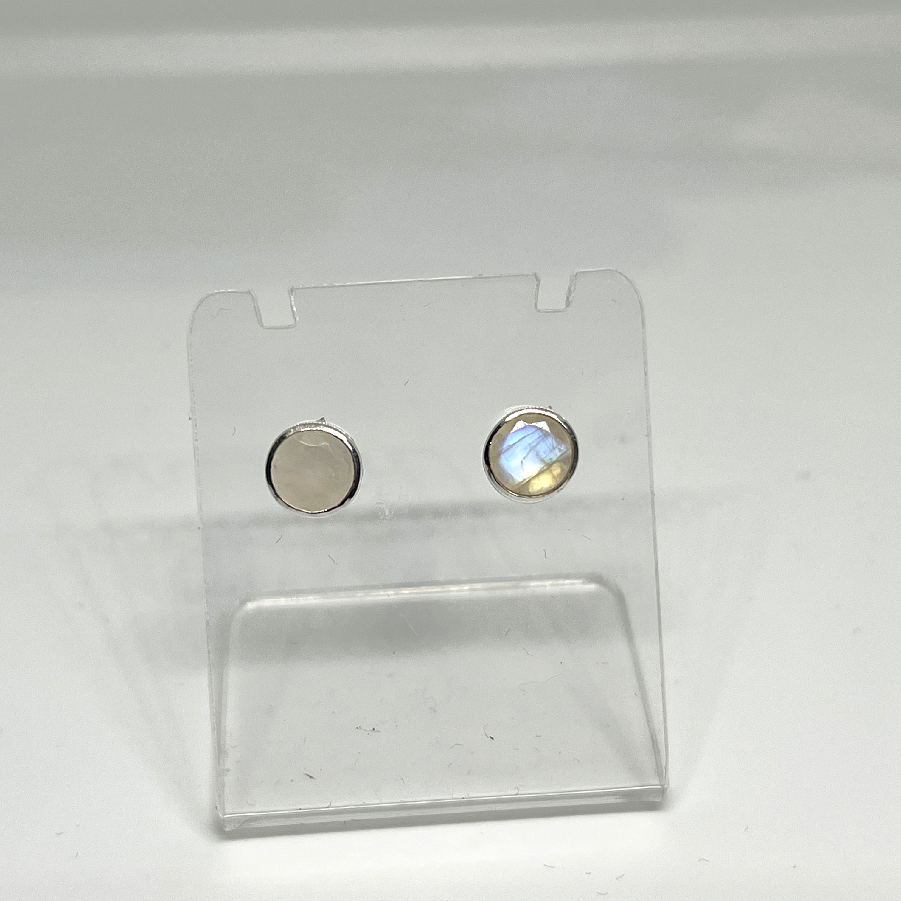 Round Faceted Gemstone Bezel Set Stud Earrings PSE003 - Elegant Jewelry for Women, Perfect for Parties, Weddings & Everyday Wear