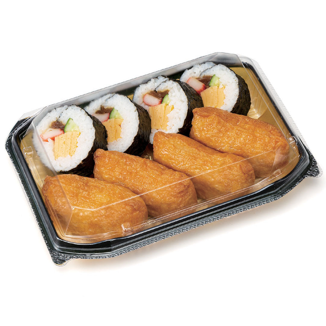 BioPET Neo Shell Hinged Gold Sushi Takeout Tray 8.2