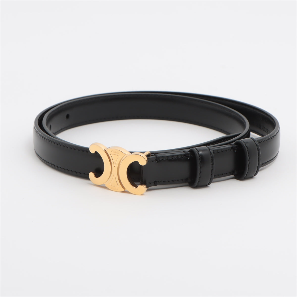 Celine Triomphe Black Leather Belt 75cm - Classic Designer Belt for Women | Perfect for Jeans, Dresses & Office Wear