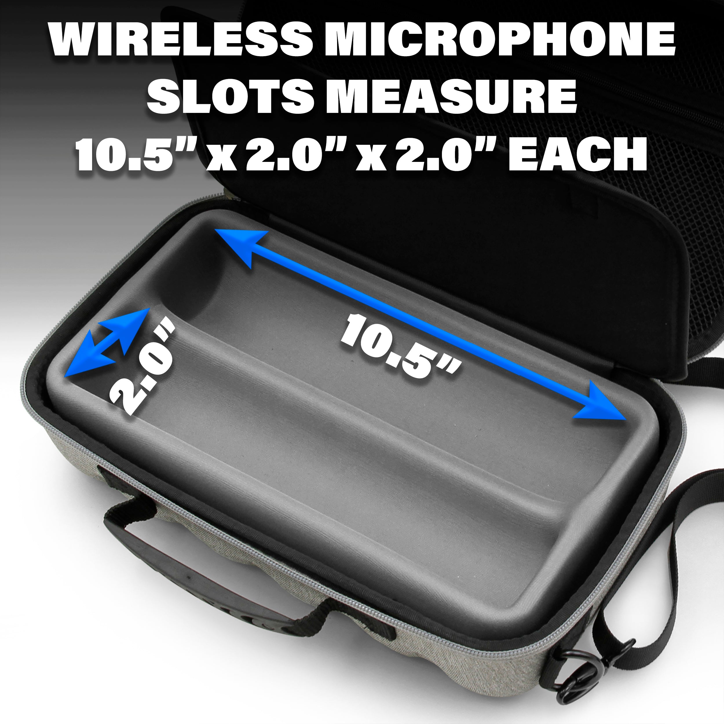 CASEMATIX Dual Wireless Microphone Case - Compatible with Sennheiser & Shure Mics - Durable Dual Mic Bag with Adjustable Strap - Perfect for Live Performances, Studio Recording & Travel Storage