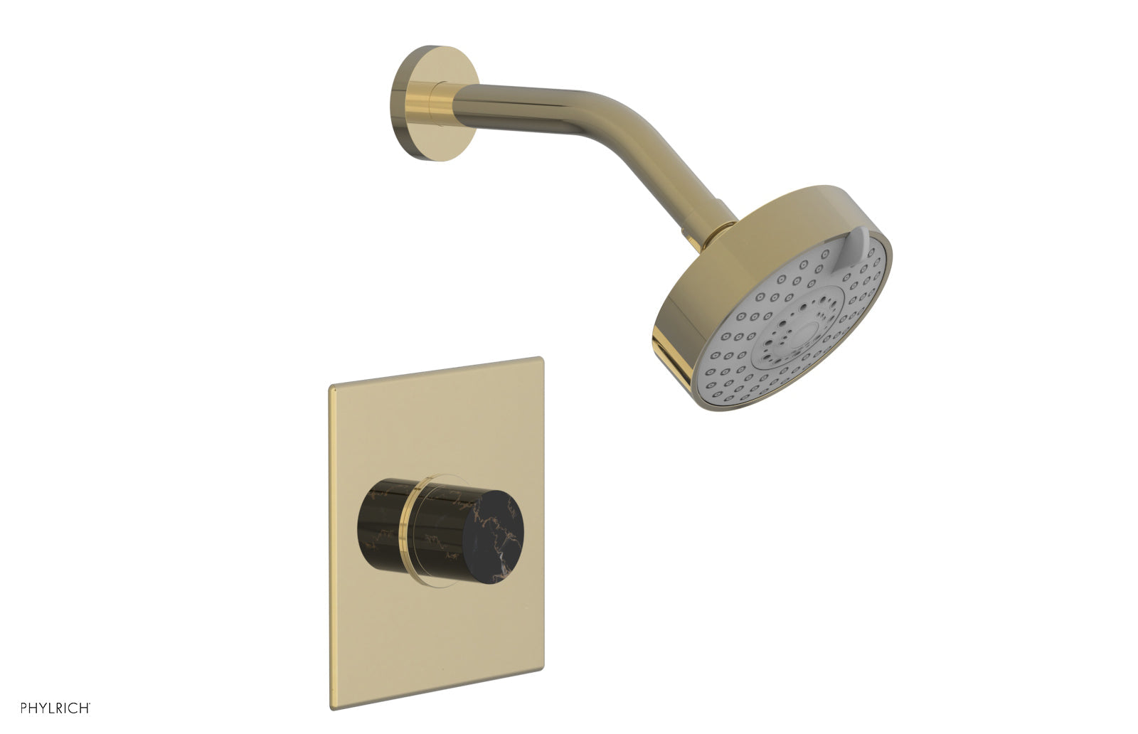 BASIC II Pressure Balance Shower Set with Black Marble Handle - 230S 23 Series for Modern Bathroom & Spa Experience