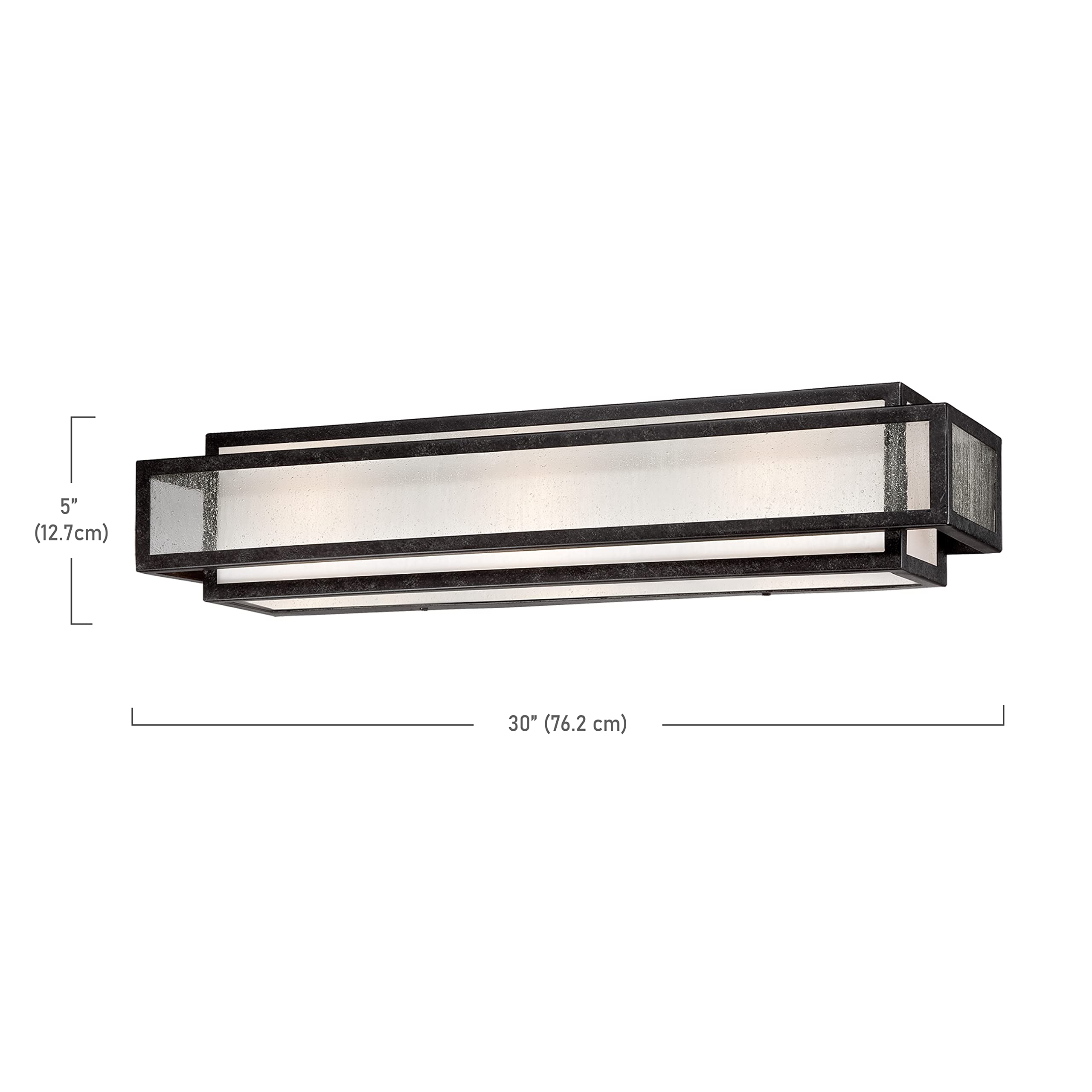 Minka Lavery Camden Square 4-Light Wall Sconce - 400W Vanity Bathroom Lighting Fixture with Glass Shade in Aged Charcoal - Perfect for Bathroom, Hallway, and Bedroom Wall Decor