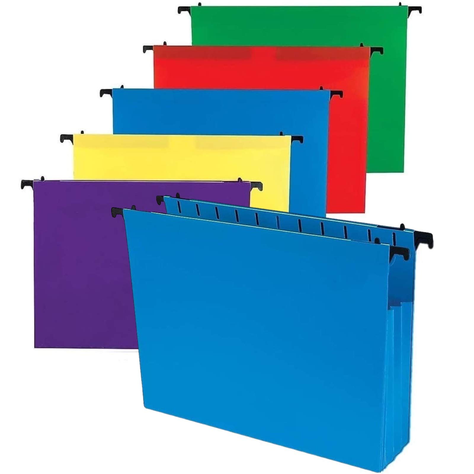 1InTheOffice Letter Size Expanding Hanging File Folders - 5 Pack, Assorted Colors - Hanging File Pockets & Cabinet Dividers for Office Organization & Document Storage