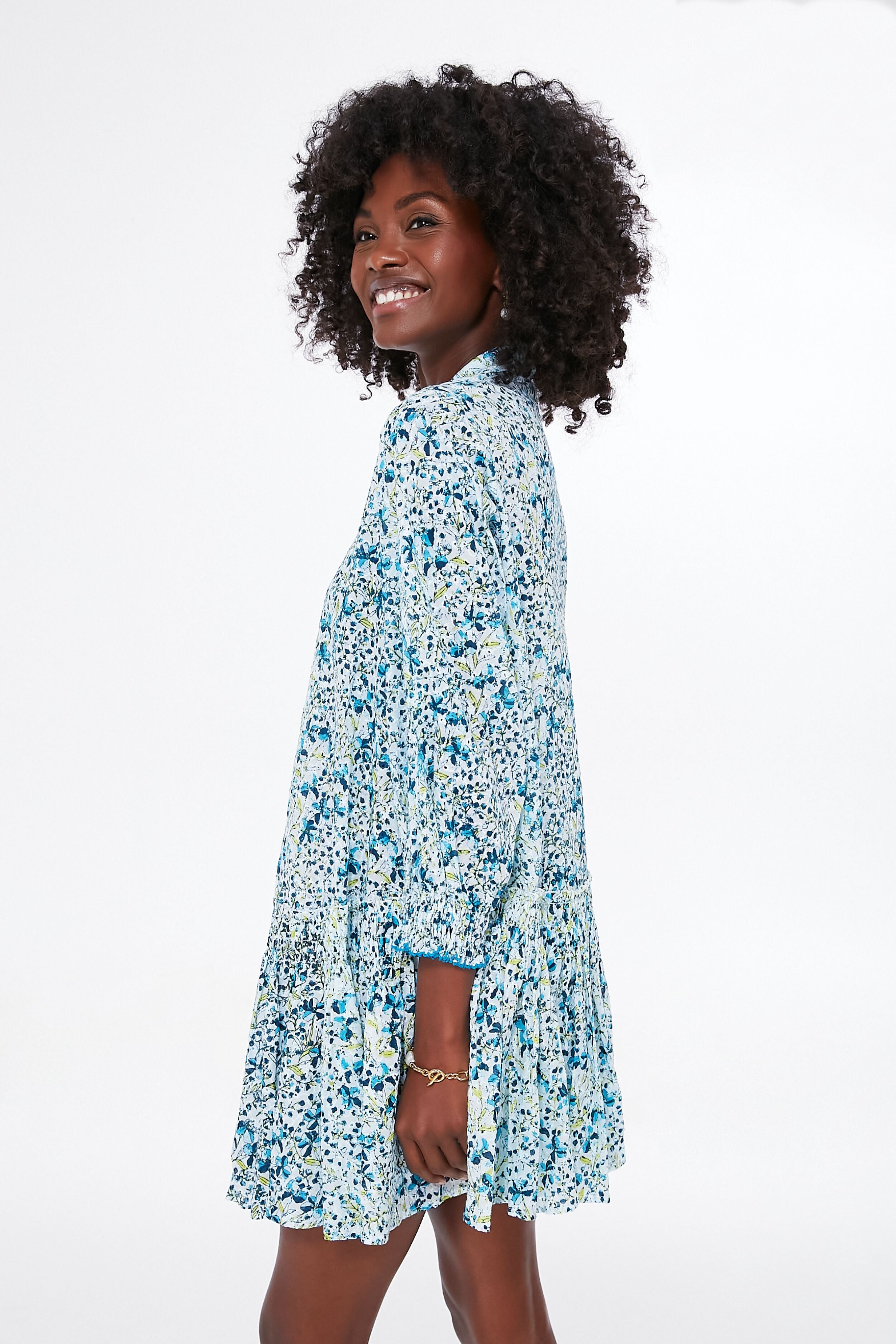 Blue Jonquille Tesorino Mini Dress - Elegant Floral Summer Dress for Women | Perfect for Beach Vacations, Date Nights & Casual Outings