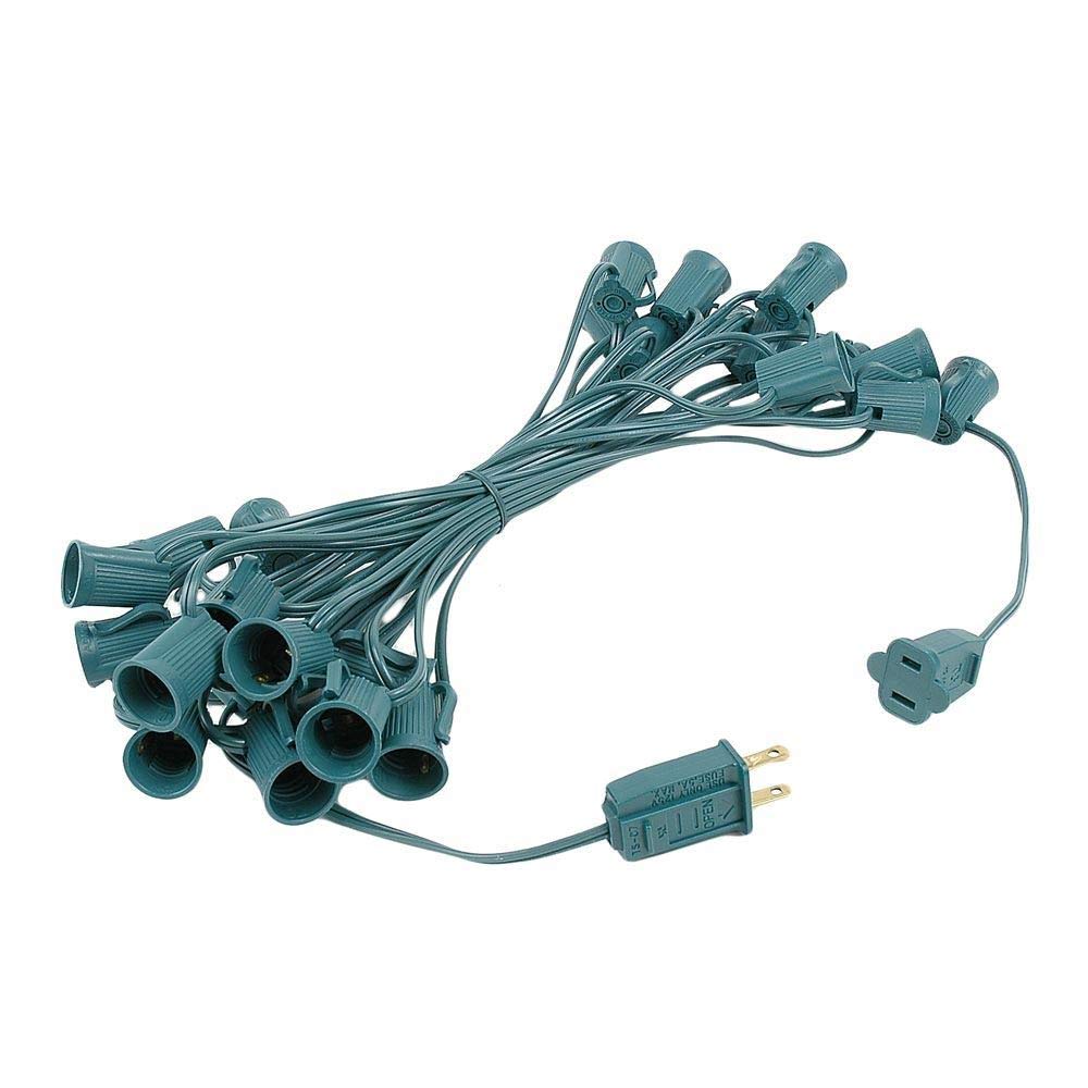 25ft C7 LED Outdoor String Lights - Warm White Christmas Patio Lights with Green Wire (25 Bulbs) - Perfect for Holiday Decor, Garden Parties & Backyard Ambiance