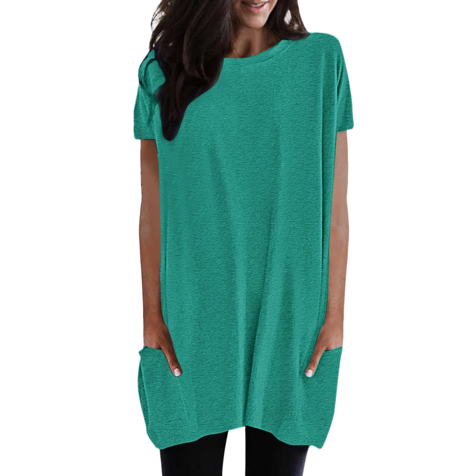 Women's Summer Tops - Casual Short Sleeve T-Shirts with Crewneck & Raglan Sleeves | Side Split Tunic Style for Beach, Vacation & Everyday Wear