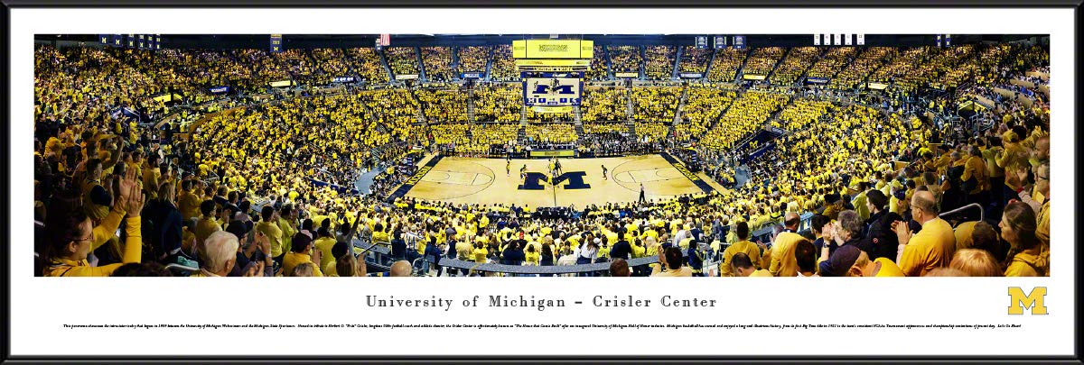 Michigan Basketball Posters & Framed Wall Art - College Sports Decor by Blakeway Panoramas - Perfect for Dorm Rooms, Game Day Decor & Fan Cave Displays