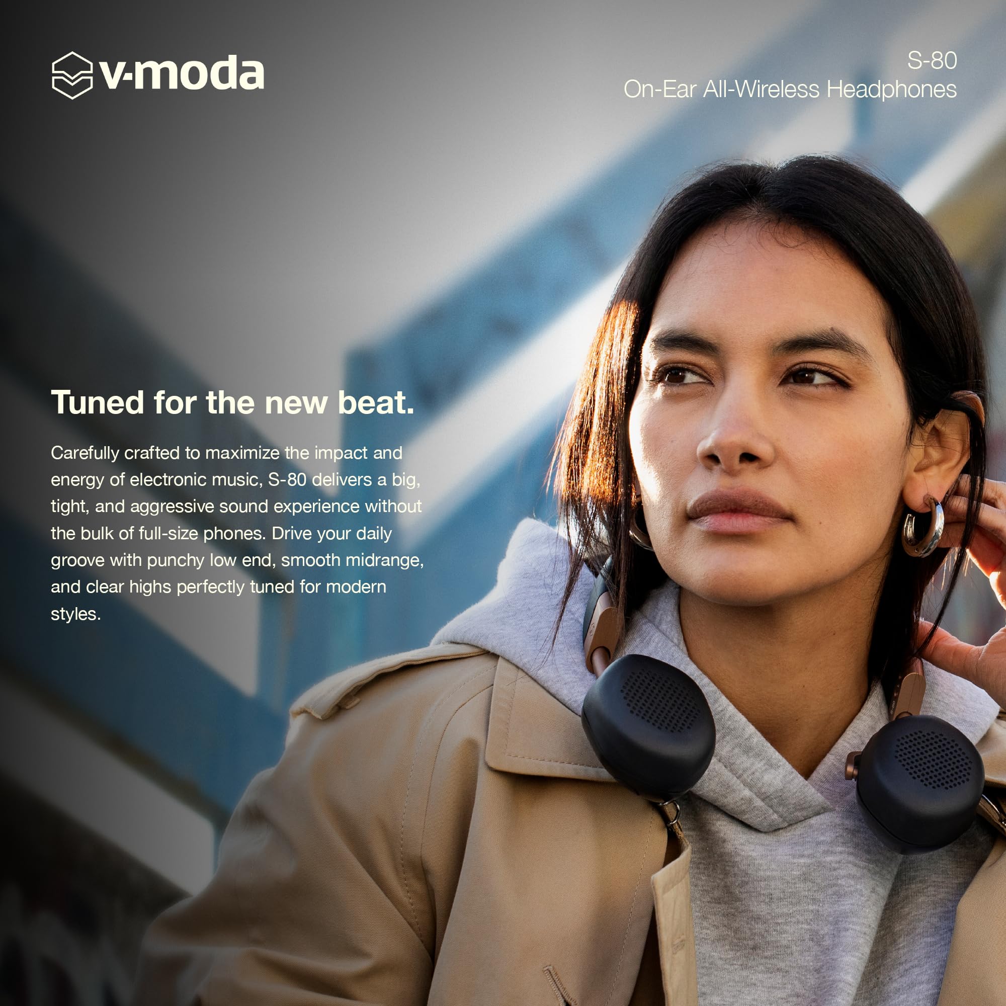 V-MODA S-80 Wireless Bluetooth Headphones with Personal Speaker - Rose Gold | Premium Sound for Electronic Music | Stylish Design | Mobile App Control | Perfect for Gym, Travel & Home Use (S-80-RG)