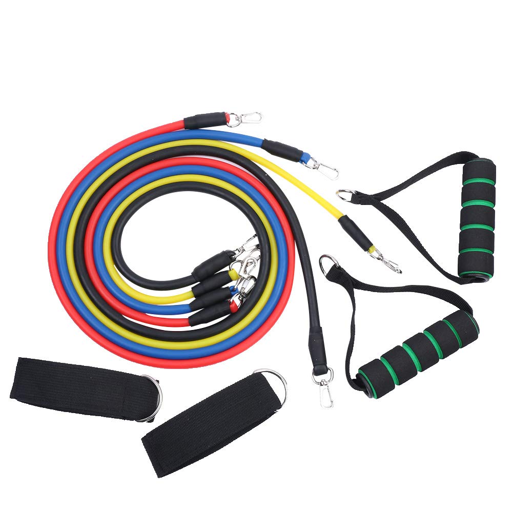 11-Piece Yoga Resistance Bands Set - Elastic Fitness Tubes for Physical Therapy, Strength Training & Home Workouts | Perfect for Yoga, Pilates & Gym Exercises | Ideal Gift (Multicolor)