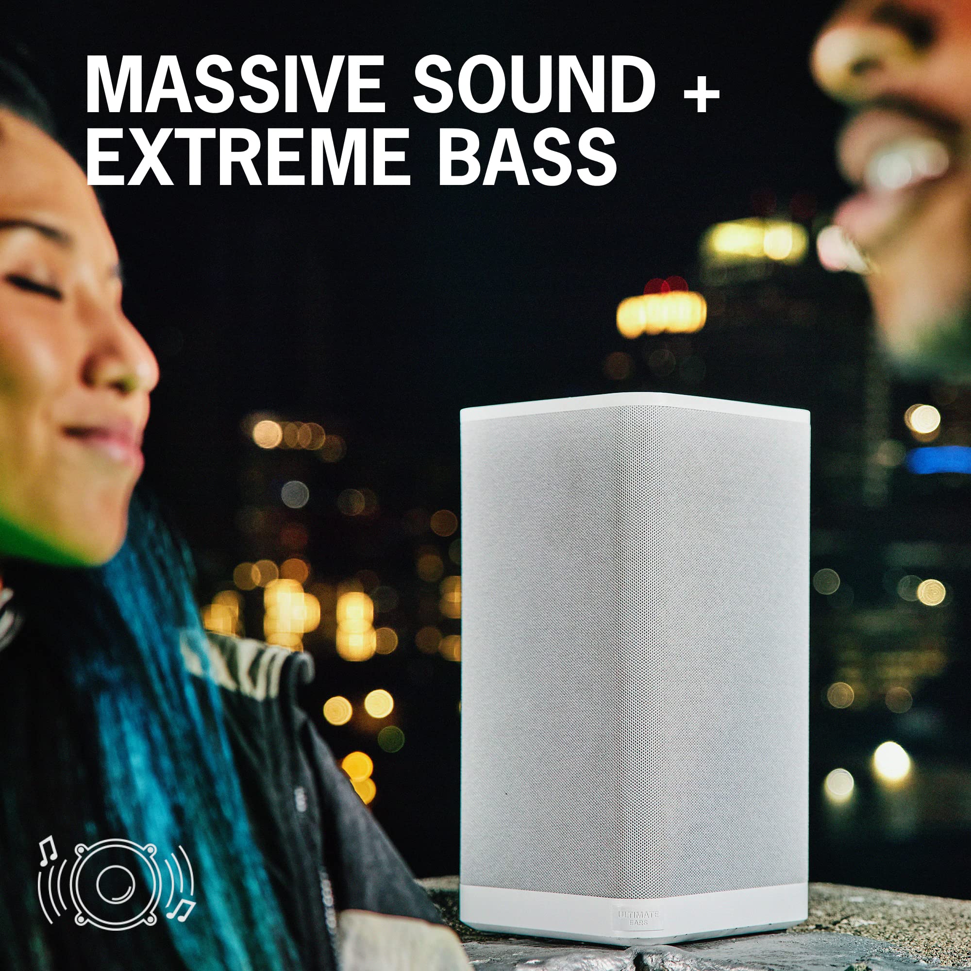 Ultimate Ears HYPERBOOM Portable Bluetooth Speaker - Powerful Wireless Speaker with Deep Bass, IPX4 Water-Resistant, 150ft Range, 24H Battery Life - White - Perfect for Outdoor Parties, Beach Trips & Home Entertainment