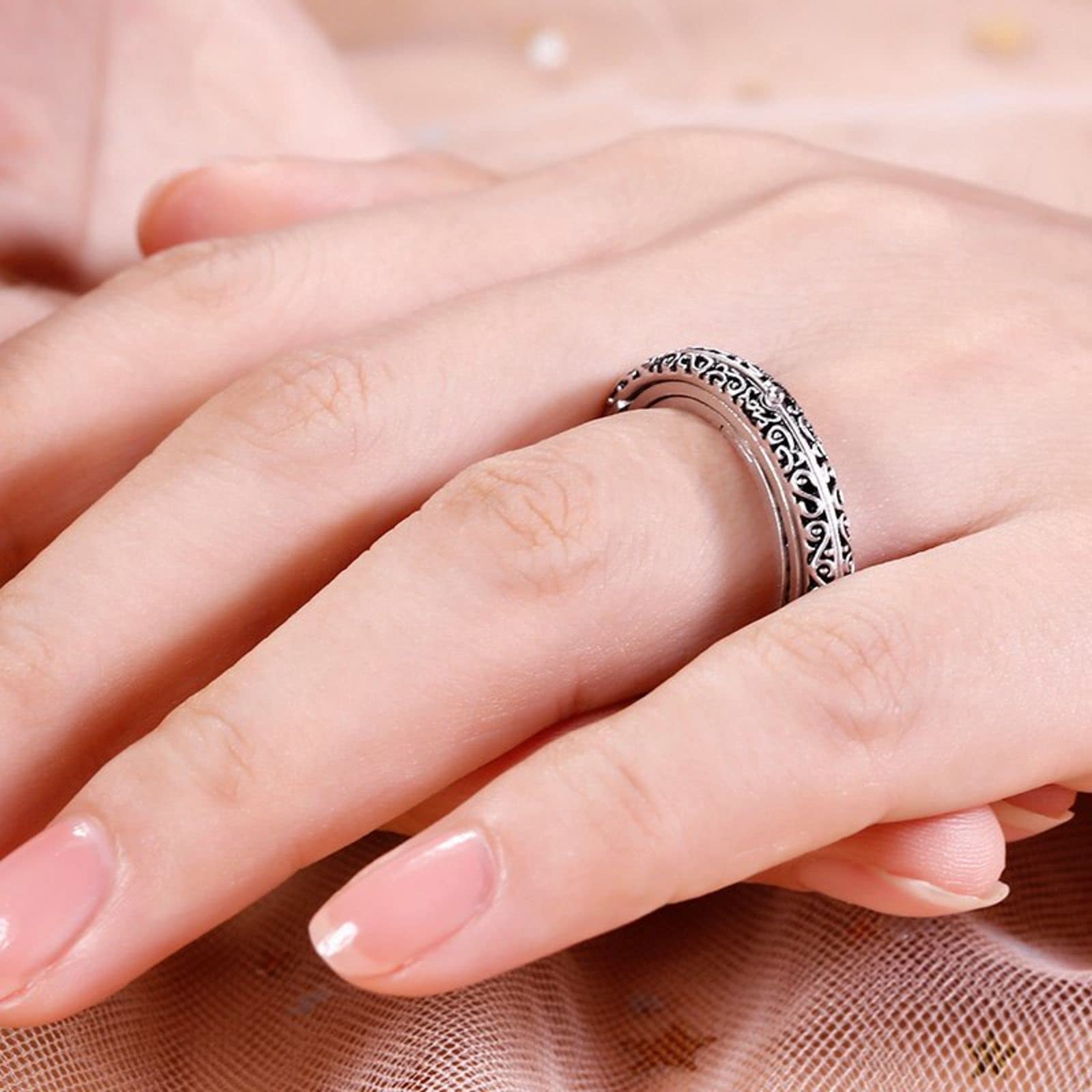 Jeulia Open Astronomical Sphere Ball Ring for Men & Women - 925 Sterling Silver Foldable Comic Finger Ring with Free Chain - Couple Lover Jewelry Gift for Anniversary, Valentine's Day & Romantic Occasions