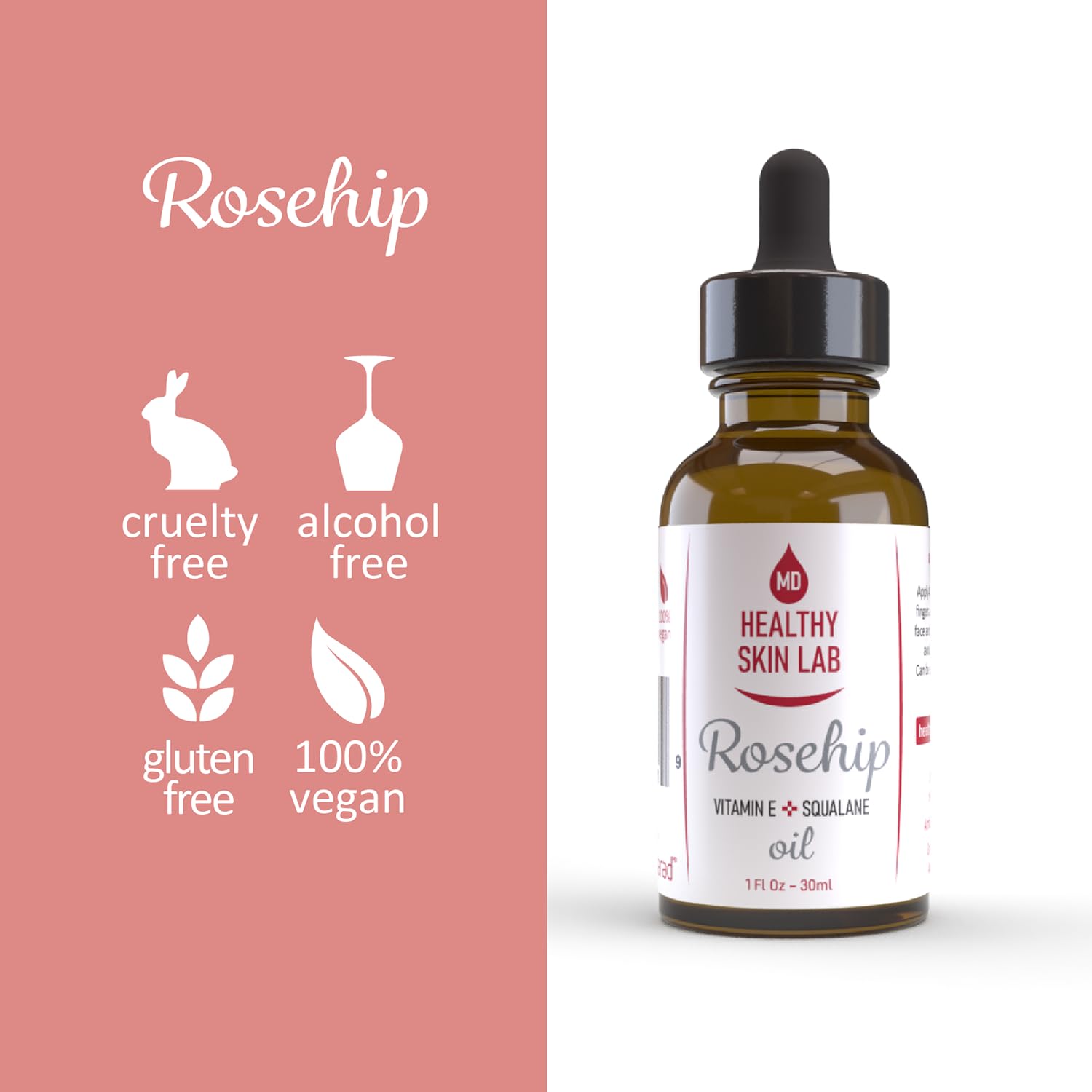 Vitamin E + Rosehip & Squalane Triple Hydration Oil - Anti-Aging & Brightening Facial Oil, Boosts Collagen & Reduces Wrinkles, Dermatologist Approved for All Skin Types, 1oz - Perfect for Nighttime Skincare Routine & Dry Skin Relief