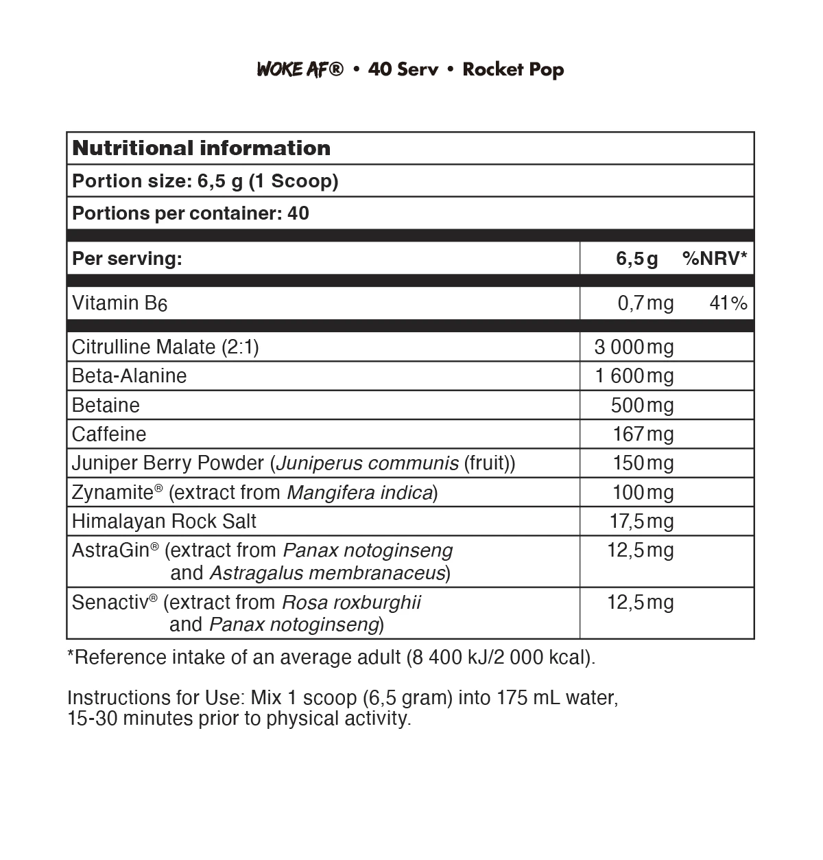 Bucked Up Woke AF 260g Pre-Workout Powder - Energy & Focus Booster for Gym, Fitness & Bodybuilding | Vegan & Keto Friendly Supplement