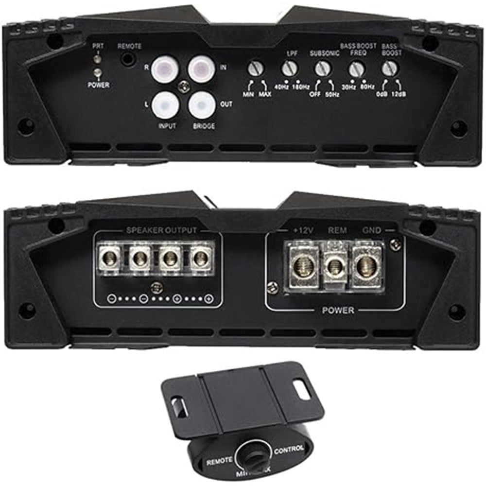 Power Acoustik OD1-3500D 3500W Max Class D Monoblock Car Amplifier - 1 Ohm Stable with Bass Remote - Perfect for Car Audio Systems & Bass Boost