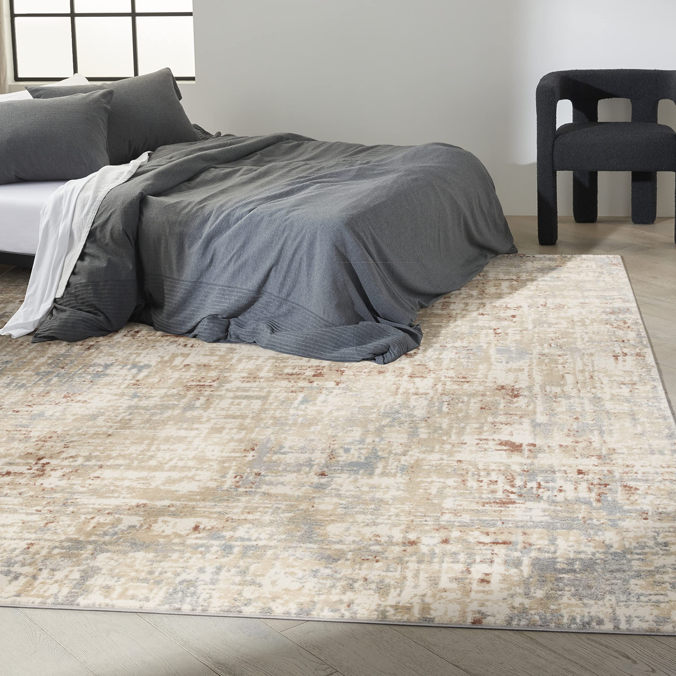 Calvin Klein CK005 Modern Ivory Grey 8x10 Area Rug - Non-Shedding, Easy to Clean - Perfect for Bedroom, Living Room, Dining Room & Kitchen Decor | Soft Contemporary Rug for Home & Office