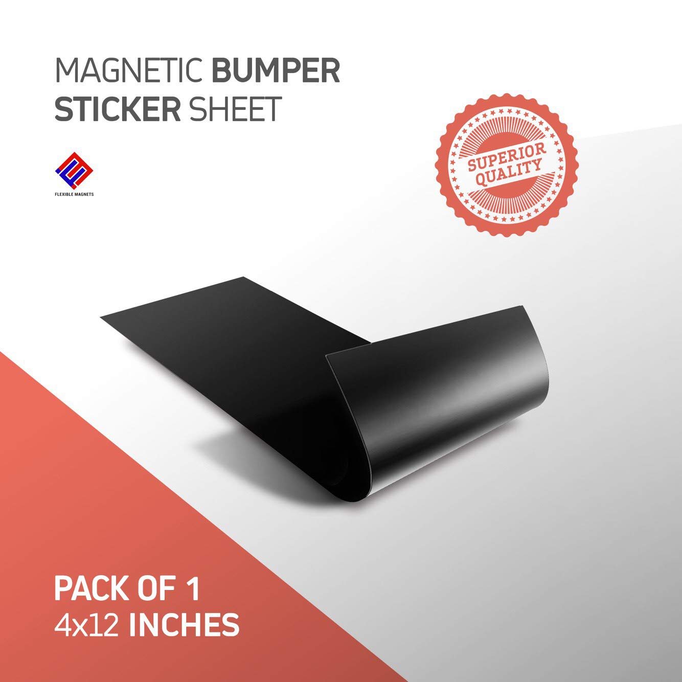 Custom Blank Black Car Magnet - 1.4 x 12 Inch Super Strong Magnetic Decal for Cars, Trucks & Buses | DIY Personalized Bumper Sticker | Weatherproof & Long Lasting | Perfect for Business Advertising, School Events & Personal Branding