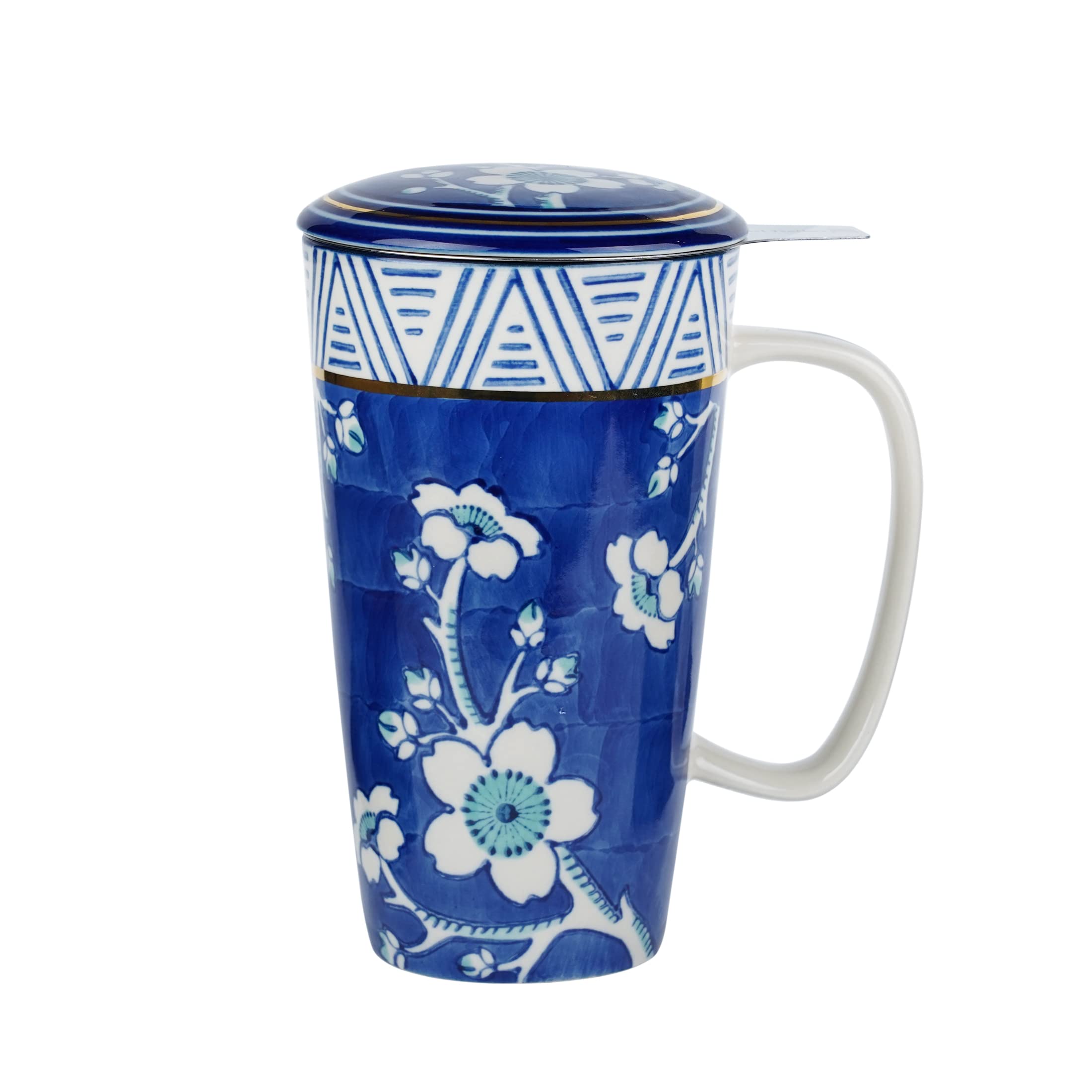 Premium 17 oz Ceramic Tea Cup with Infuser & Lid - Loose Leaf Tea Mug with Large Strainer Basket - Ideal for Home, Office & Gifts - Perfect for Relaxing Tea Time, Work Breaks & Thoughtful Presents