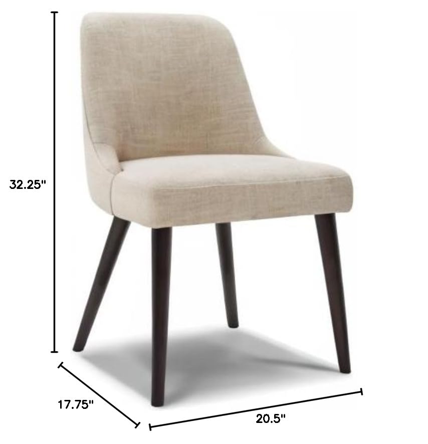 Mid-Century Modern Dining Chairs Set of 2 - Upholstered Fabric Accent Chairs for Dining Room in Flax Beige - Perfect for Kitchen, Breakfast Nook & Small Space Dining Areas