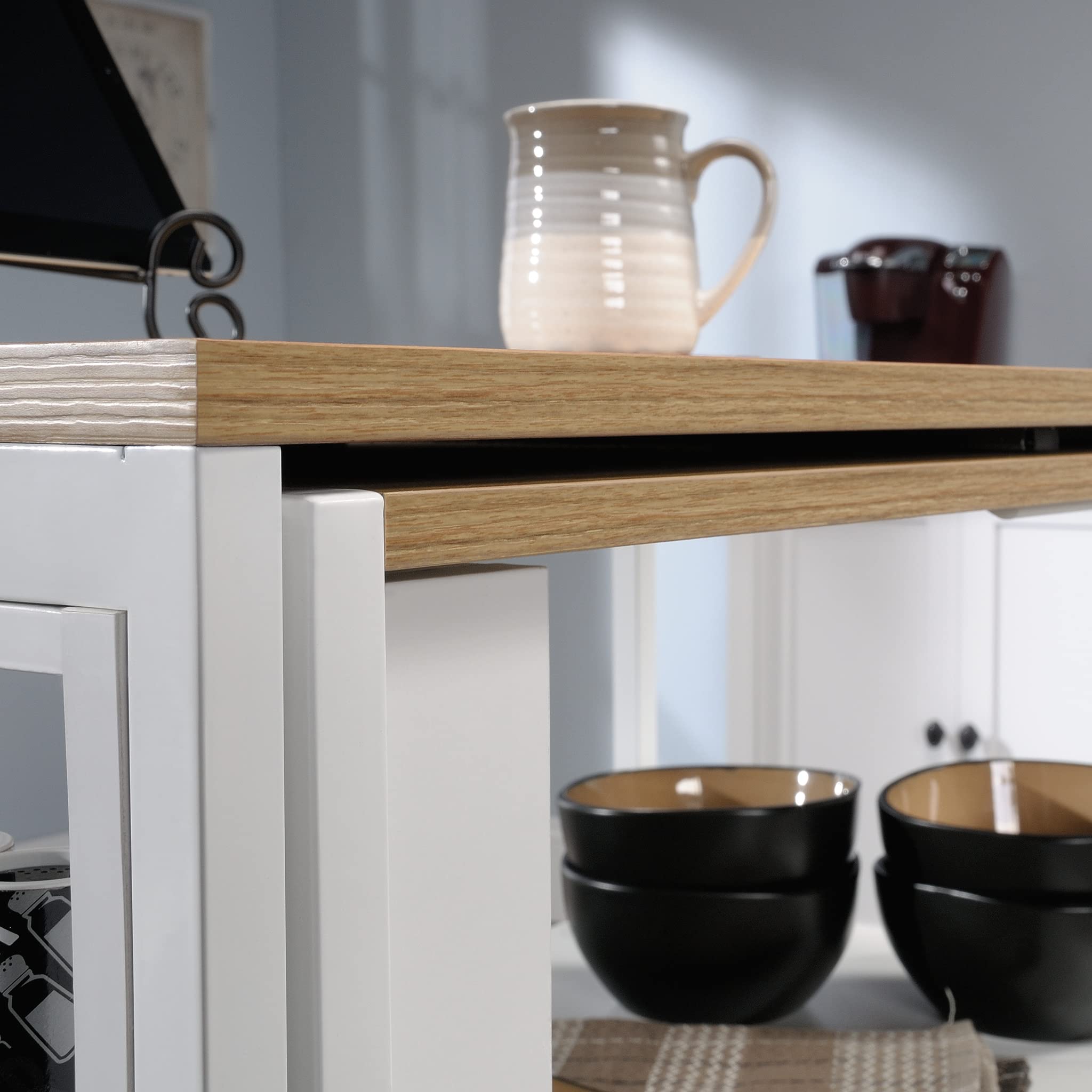 Sauder White Kitchen Island with Storage, 31.5