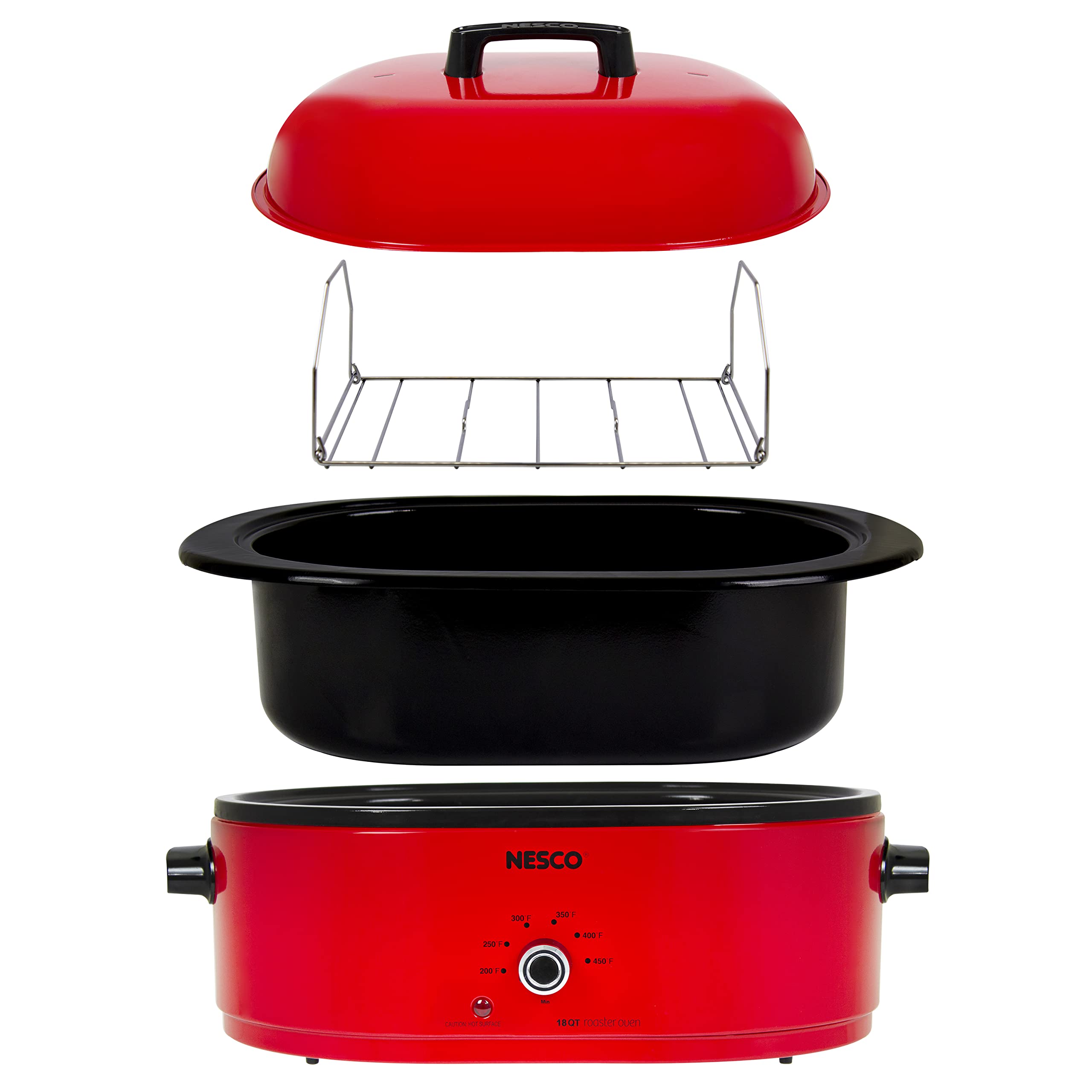 Nesco 18 Quart Roaster Slow Cooker - Large Capacity Electric Slow Cooker for Family Gatherings, Potlucks & Holiday Meals | Red Countertop Appliance for Roasting, Braising & Slow Cooking