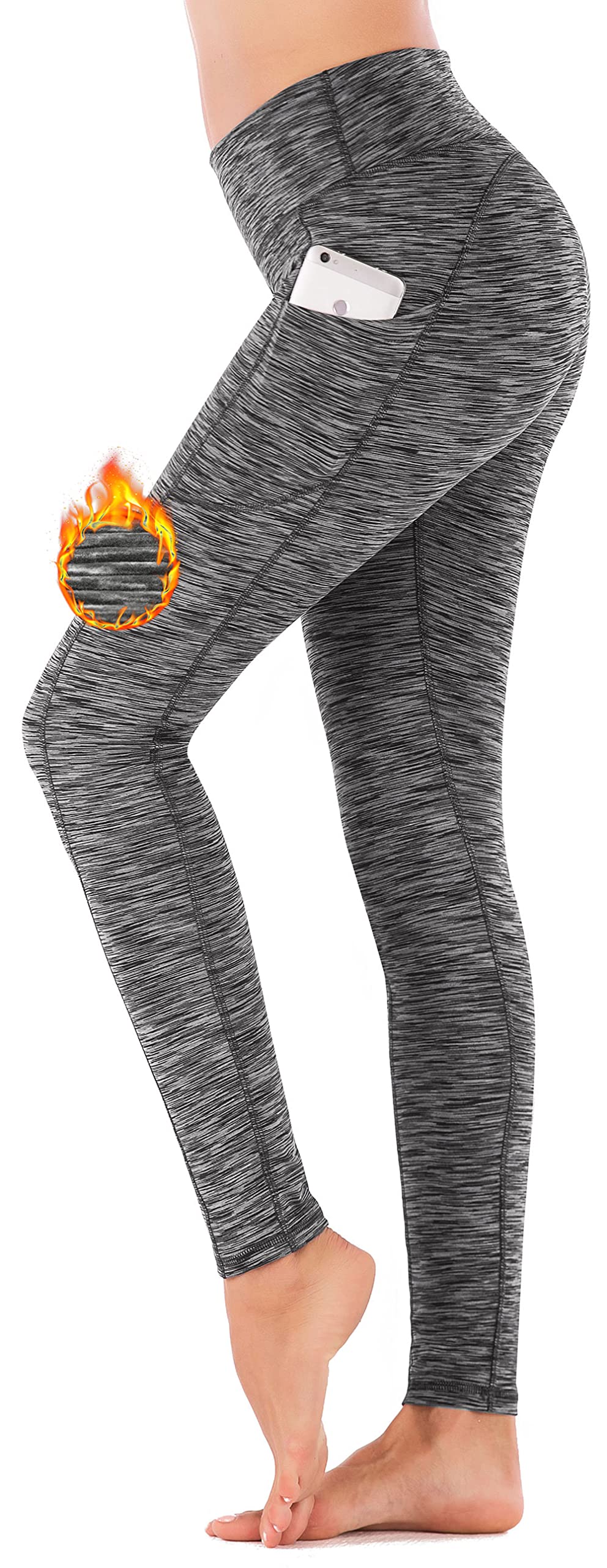 IUGA Women's Fleece Lined Thermal Leggings with Pockets - High Waisted Yoga Pants for Winter Workouts, Running & Casual Wear