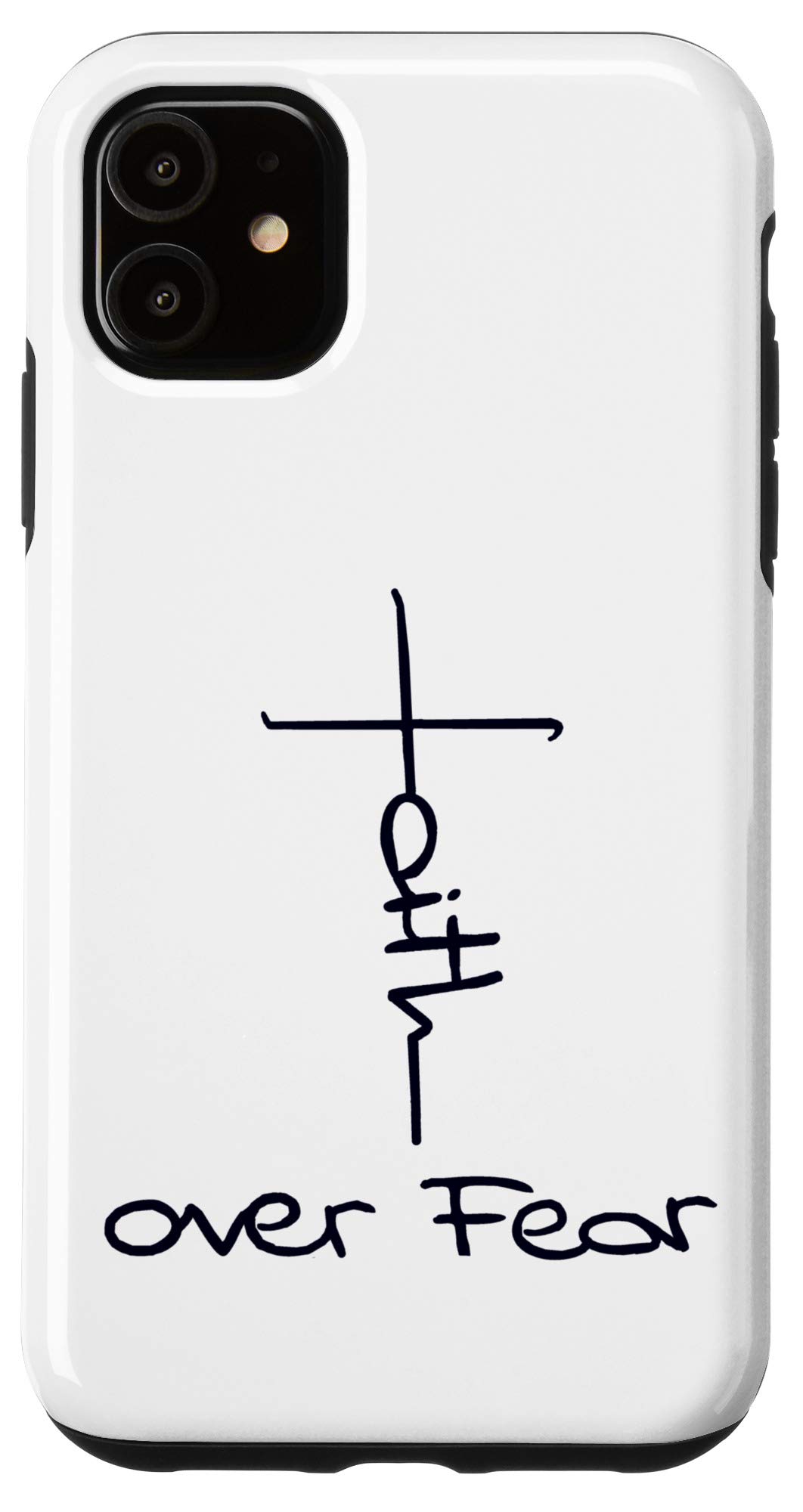 iPhone 11 Case - Faith Over Fear Christian Cross Design - Perfect Christmas Gift for Believers - Durable Protective Cover for Church, Prayer & Daily Use