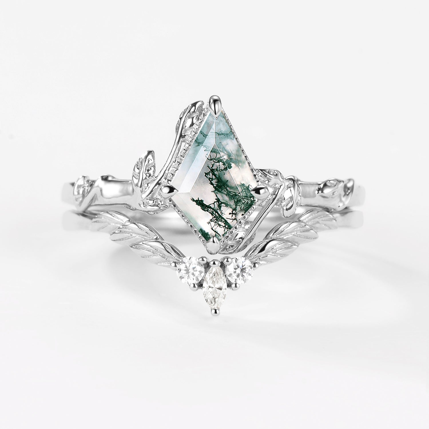 Lab Alexandrite Leafy Inspired Engagement Ring Sets 2pcs - Vintage Style Wedding Band & Solitaire Ring for Women - Perfect for Proposals, Anniversaries & Romantic Occasions