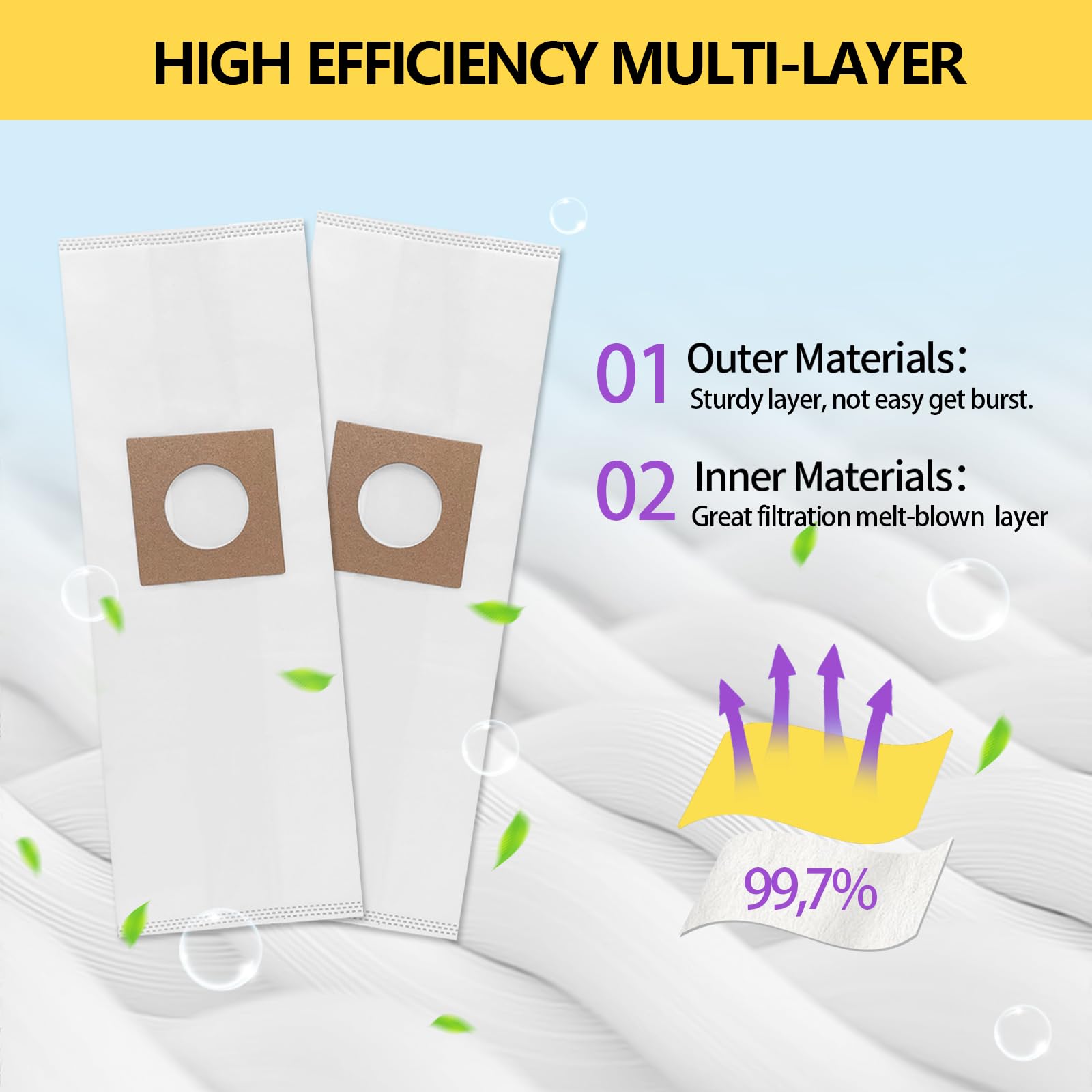 9-Pack Y/Z HEPA Vacuum Bags for Hoover WindTunnel AH10040, 4010801Y, 4010100 - Dust & Allergen Filter Replacement for Pet Hair, Carpet Cleaning & Home Maintenance