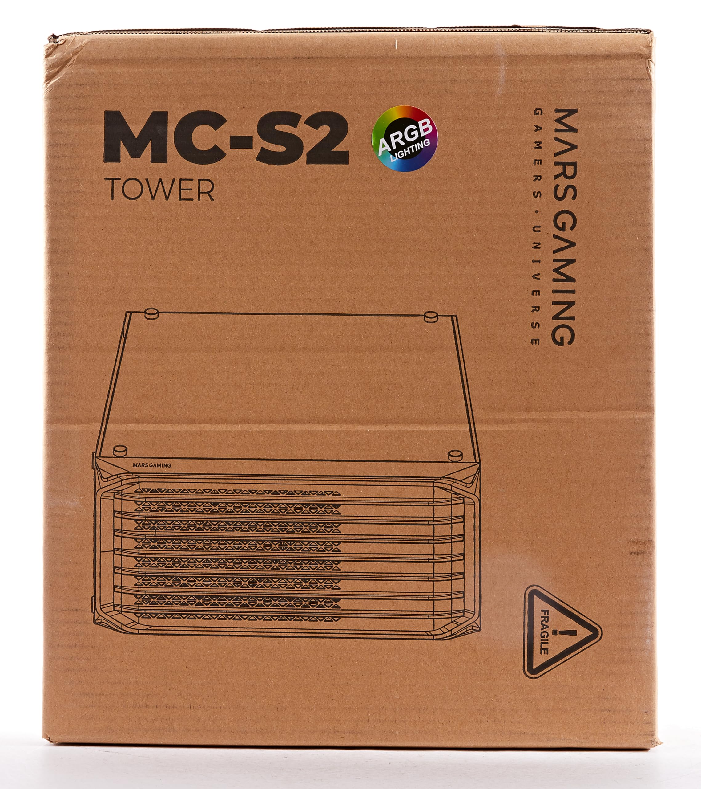Mars Gaming MC-S2 Ultra-Compact Micro-ATX PC Case with Front Grille, 2x FRGB Fans & Full Side Window - Supports 240mm Liquid Cooling (Black) - Perfect for Gaming Rigs & Compact Workstation Builds