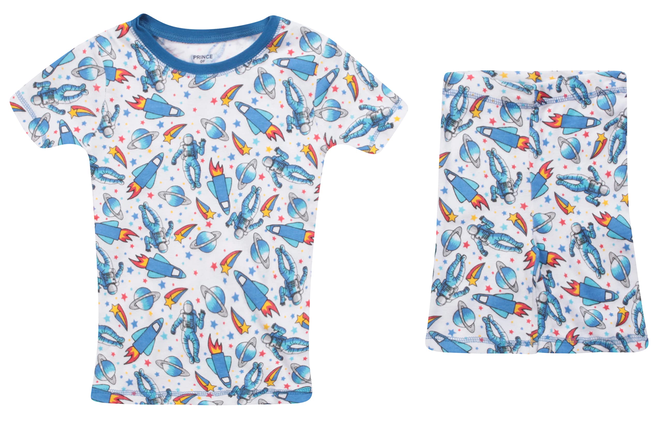 PRINCE OF SLEEP Boys' Short Sleeve Cotton Pajama Set - Soft & Comfortable Sleepwear for Kids - Perfect for Bedtime, Lounging & Sleepovers