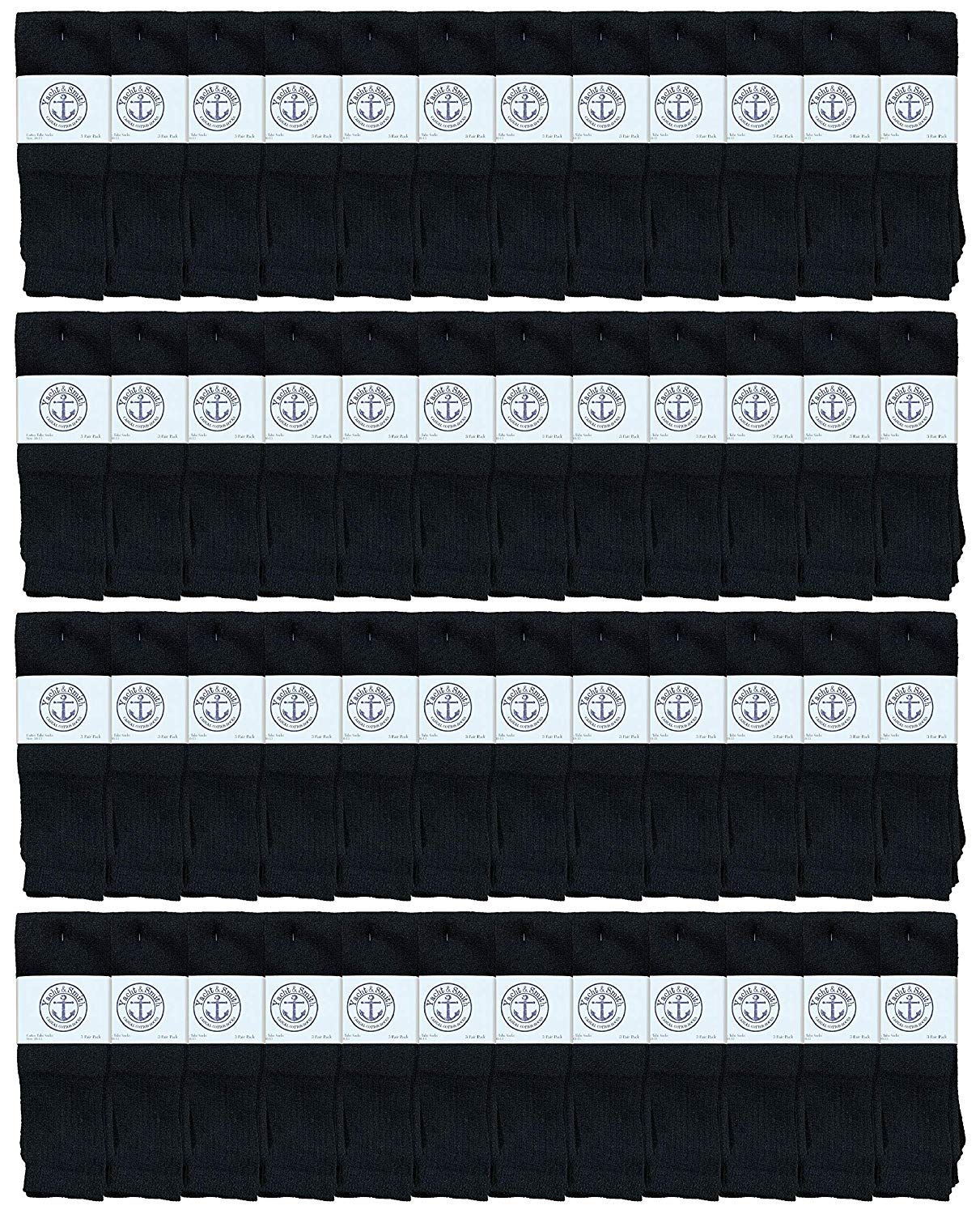 48 Pairs Men's Long Tube Socks - 30 Inch Cotton Athletic Socks for Sports & Casual Wear - Bulk Wholesale Yacht & Smith Brand Socks - Perfect for Running, Hiking, Gym and Daily Use