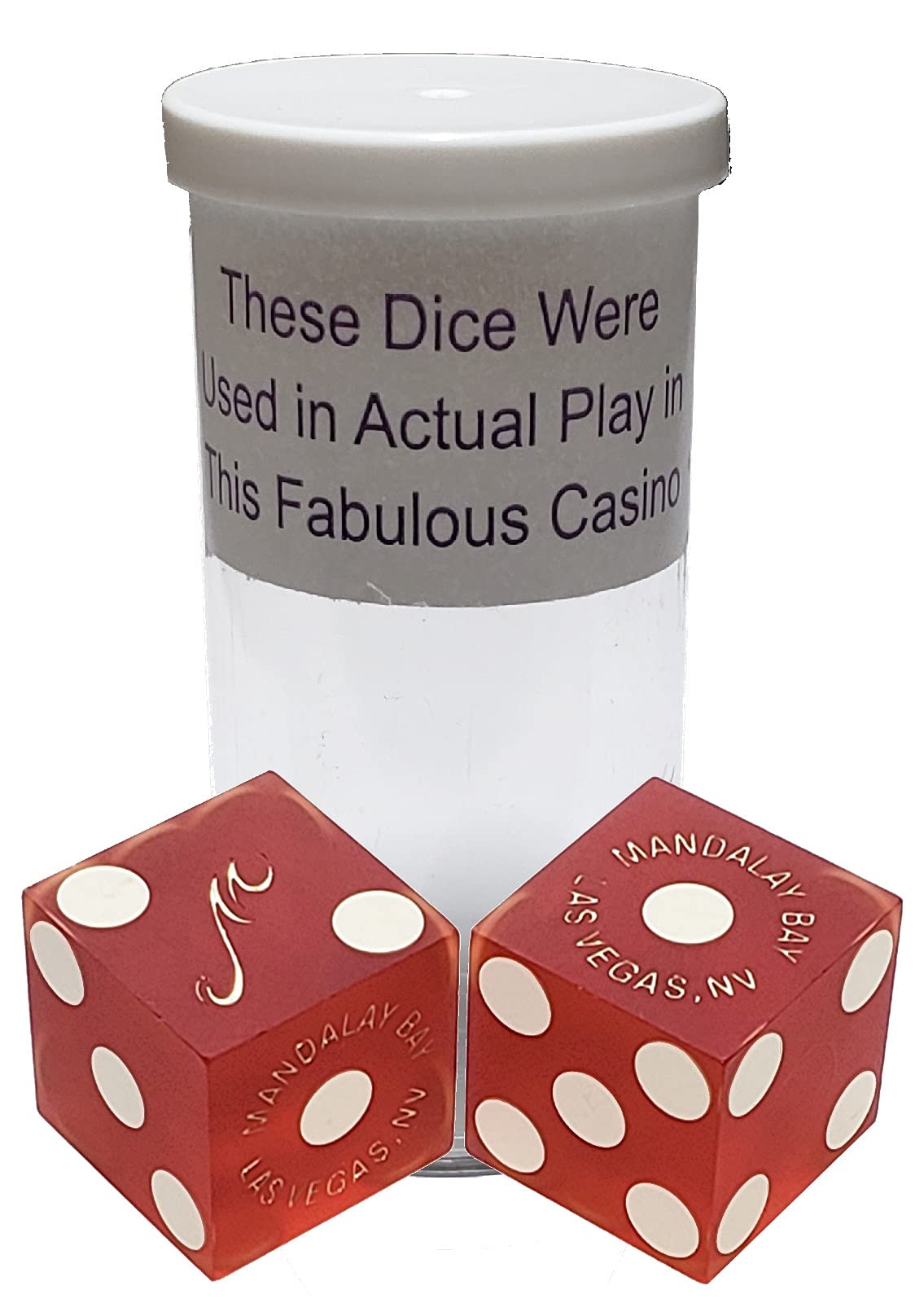 19mm Craps Dice Pair - Matching Serial Numbers for Casino Table Play (Mandalay Bay Red) - Perfect for Home & Casino Gaming