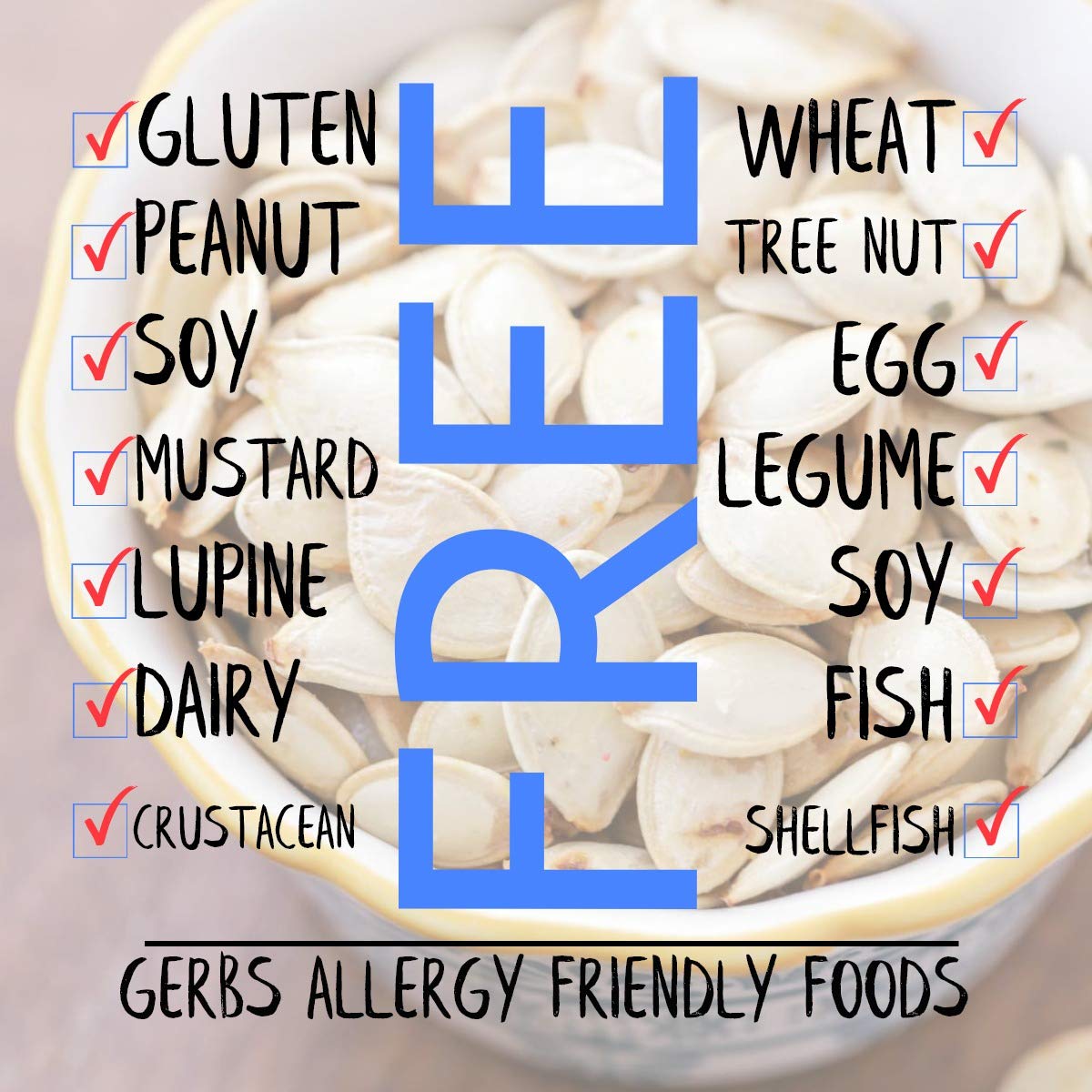 **GERBS Raw Whole Pumpkin Seeds 2 LBS – Top 14 Allergy-Free, Non-GMO, Protein-Packed Superfood Snack – 10.5mm Size, Grown & Packaged in USA – Perfect for Salads, Smoothies, Baking & Healthy Snacking**