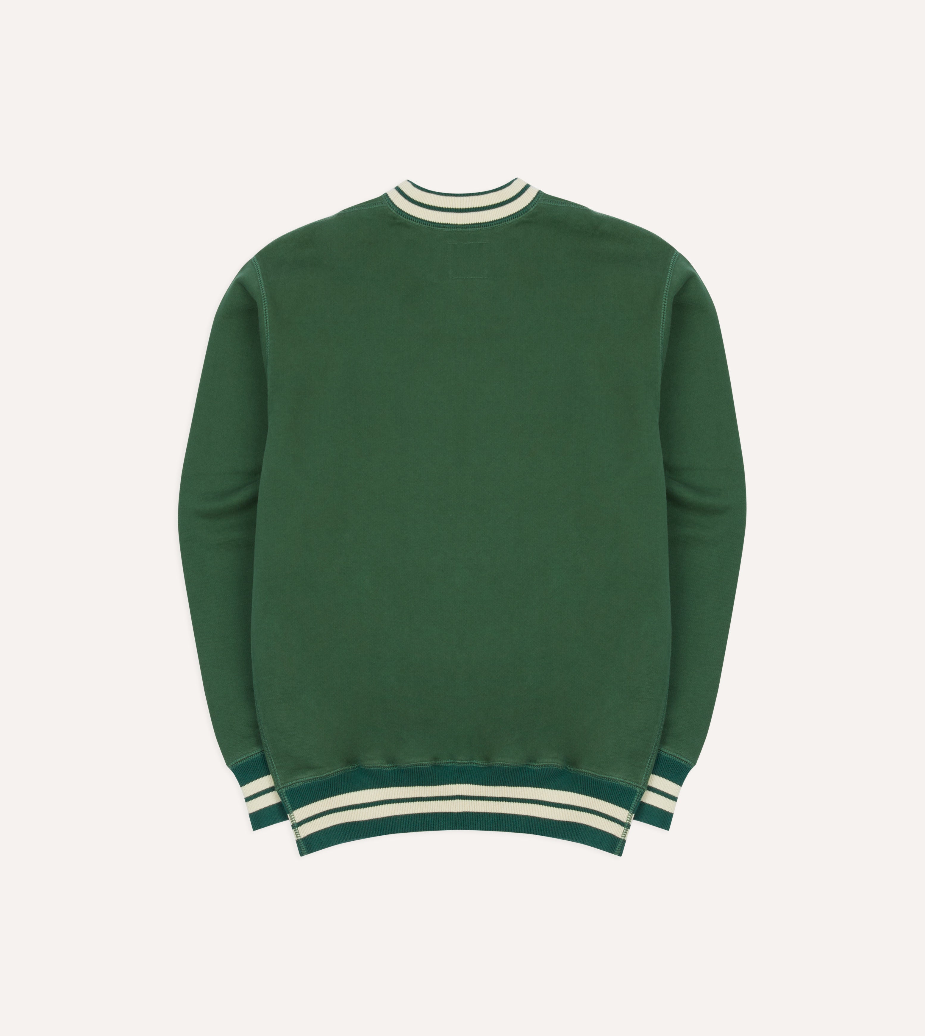 Green Striped Rib Cotton Jersey Sweatshirt for Women - Soft Casual Pullover Top for Everyday Wear | Perfect for Lounge, Workout & Street Style