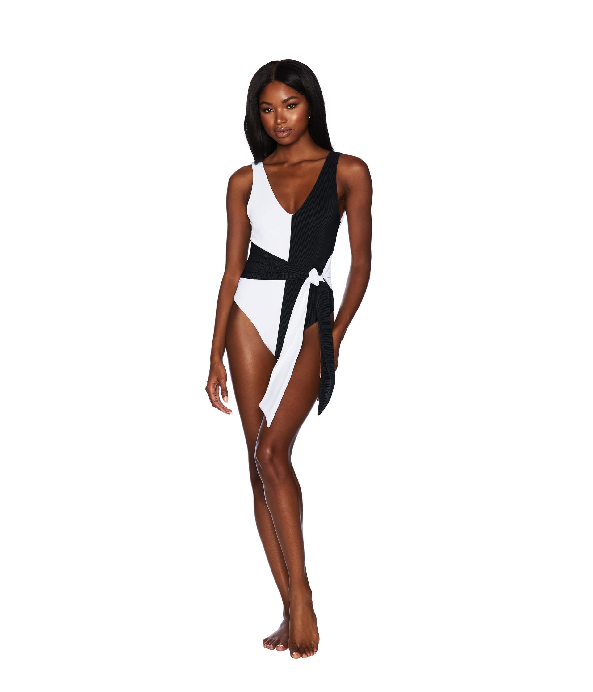 Beach Riot Samira One Piece Swimsuit - Black & White - Large - Sexy & Comfortable for Pool, Beach & Vacation