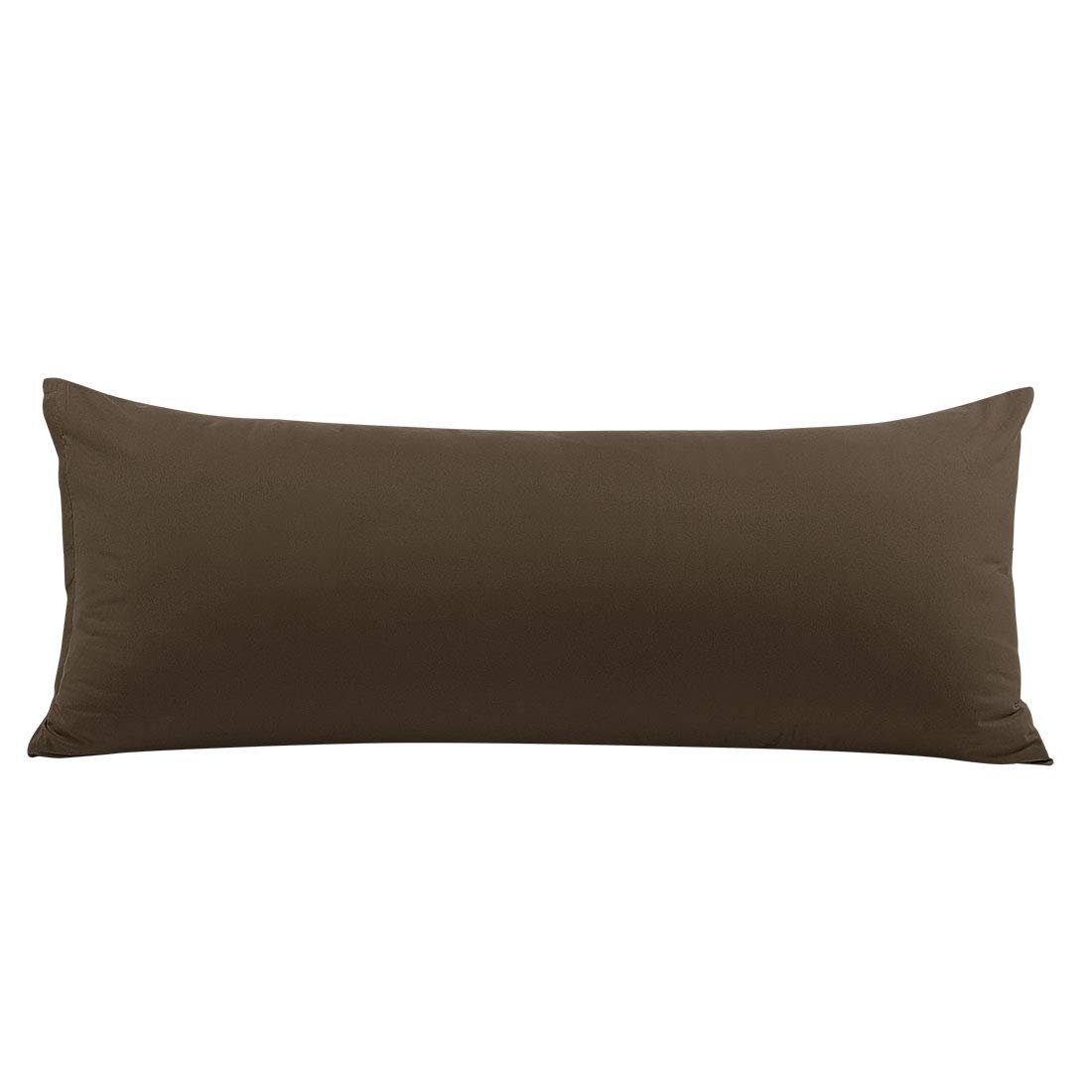 PiccoCasa 20x48 Inch Body Pillow Cover with Zipper Closure - Soft Brushed Microfiber Pillowcase (110 GSM) in Brown - Perfect for Sleeping, Maternity Support & Anime Fans