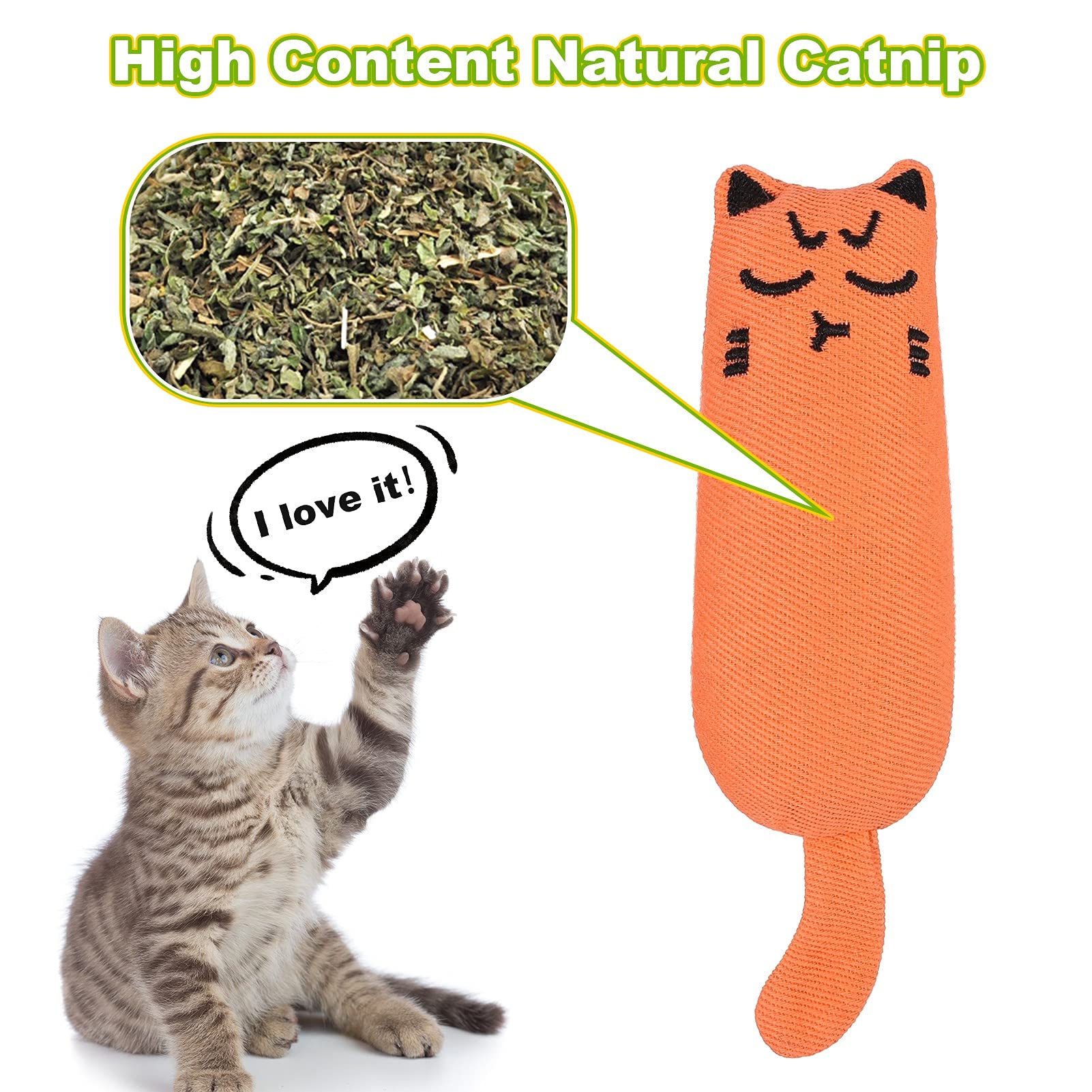 ADAKEL 5-Piece Catnip Toys for Kittens - Natural Cat Chew Toys for Dental Care & Playtime - Interactive Cat Toys for Indoor Cats, Stress Relief & Teething Kittens (Perfect for Playtime, Training & Bonding)
