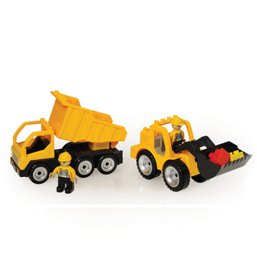 Best Construction Truck Toy Set with 2 Worker Figures - Dump Truck & Excavator Playset for Kids - Perfect for Sandbox Play, Birthday Gifts & Pretend Play Scenarios