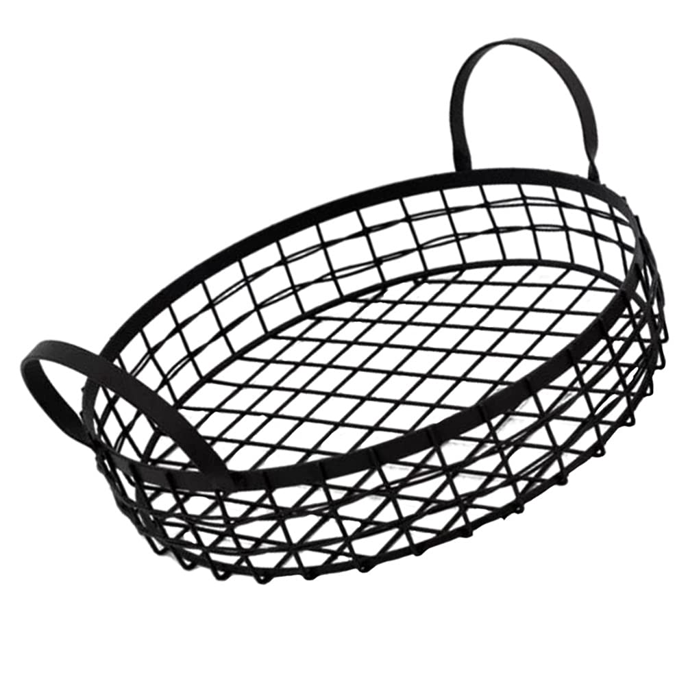 YARNOW Farmhouse Wire Bread Basket with Handle - Rustic Vintage Metal Serving Tray for Picnics, Fruits, Home Decor & Country Kitchen Display