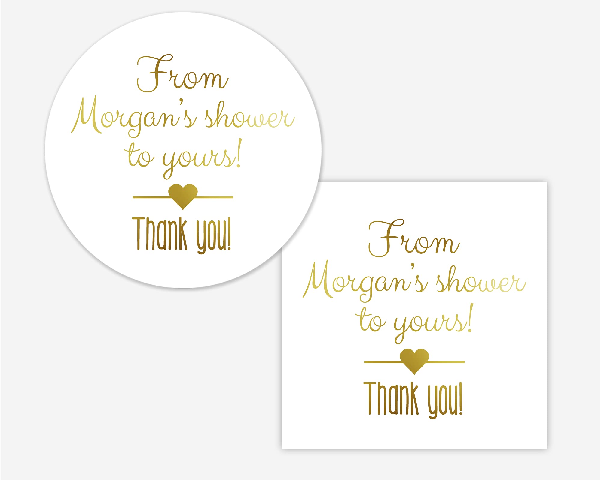 Foil Bridal Shower Favor Stickers - 'From My Shower to Yours' Wedding Gift Tags, Gold/Silver Color Foil Stickers (#067-F) - Perfect for Bridal Party Favors, Wedding Invitations & Bachelorette Decorations