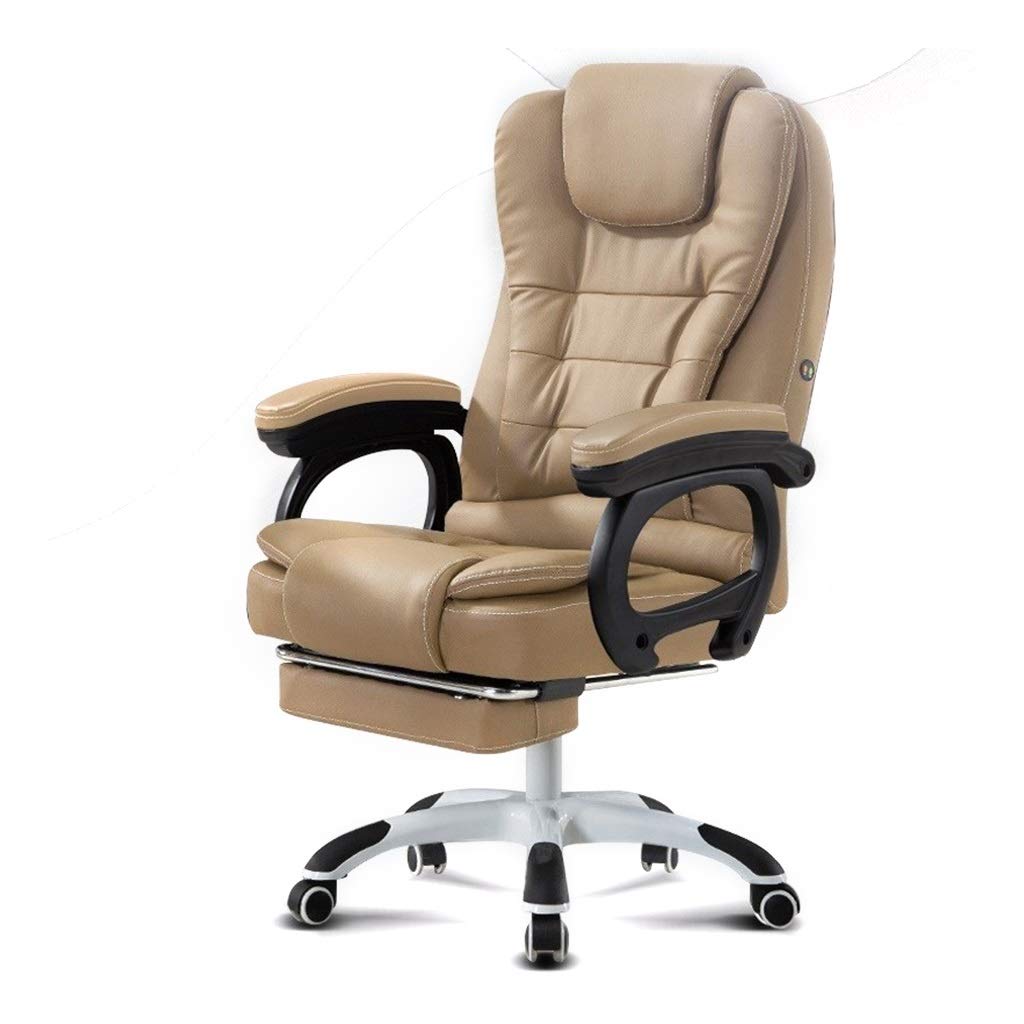 Xiao Jian Ergonomic Swivel Office Chair - Adjustable Reclining Leather Computer Desk Chair with 2 Massage Modes, Lumbar Support & Height Adjustment - Perfect for Home Office, Gaming & Executive Workspaces