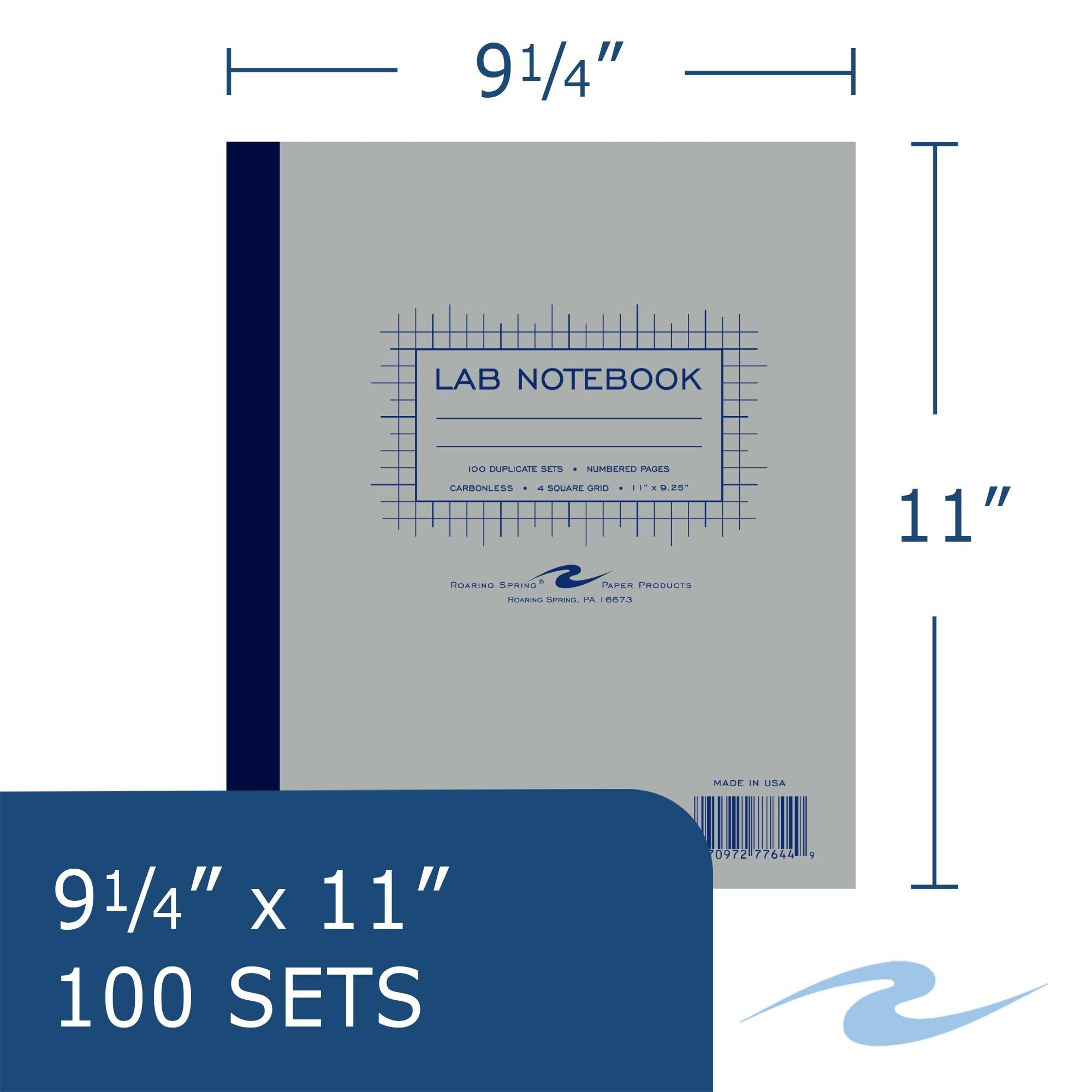 Roaring Spring Carbonless Science Lab Notebook, 5-Pack, 4x4 Graph Ruled, 100 Numbered Pages, 11