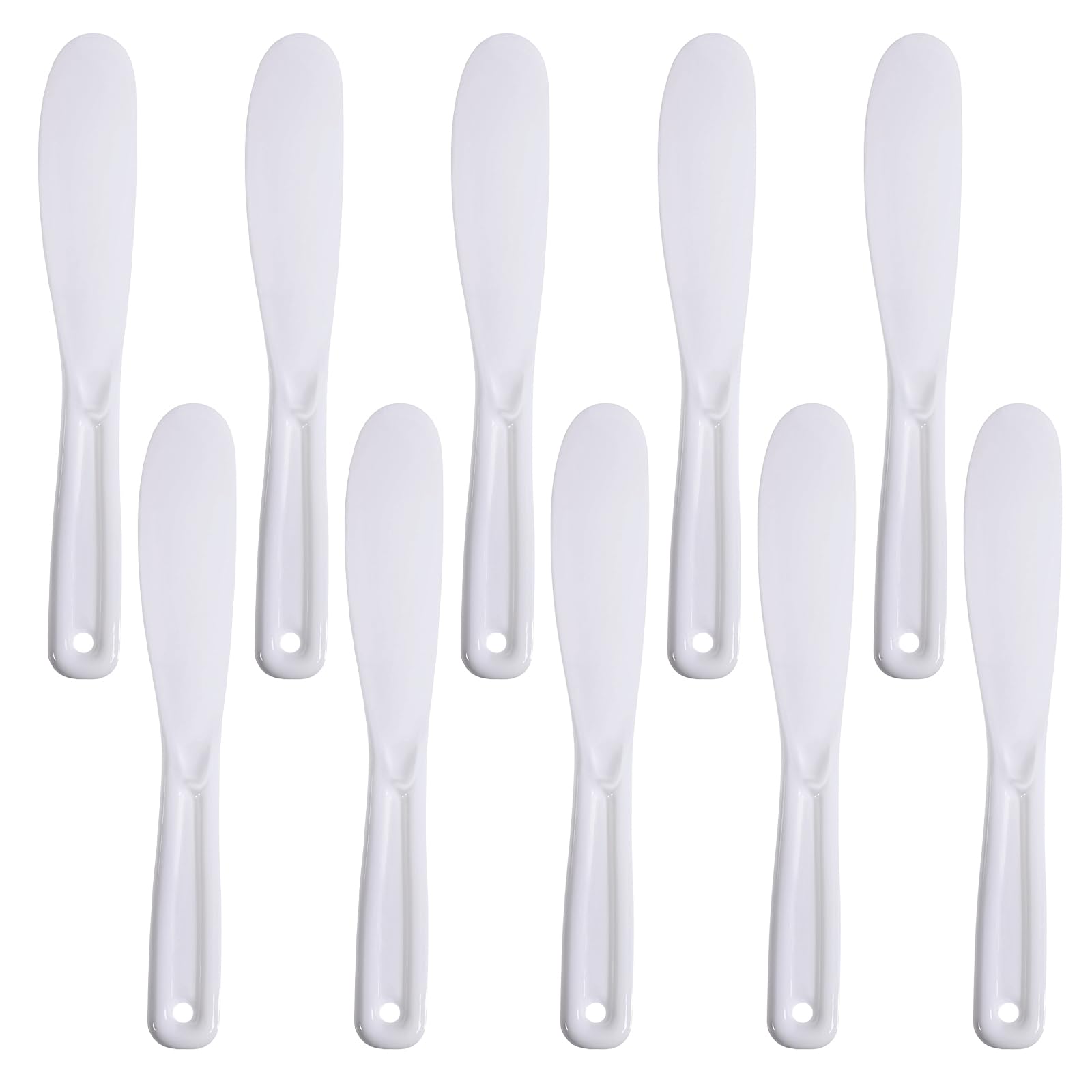 10 Pcs White Plastic Face Mask Spatula - Large Cosmetic Applicator for Skincare, Mixing & Sampling - Reusable Beauty Spa Tool for Facial & Skin Care - Perfect for DIY Masks, Cream Application & Professional Use