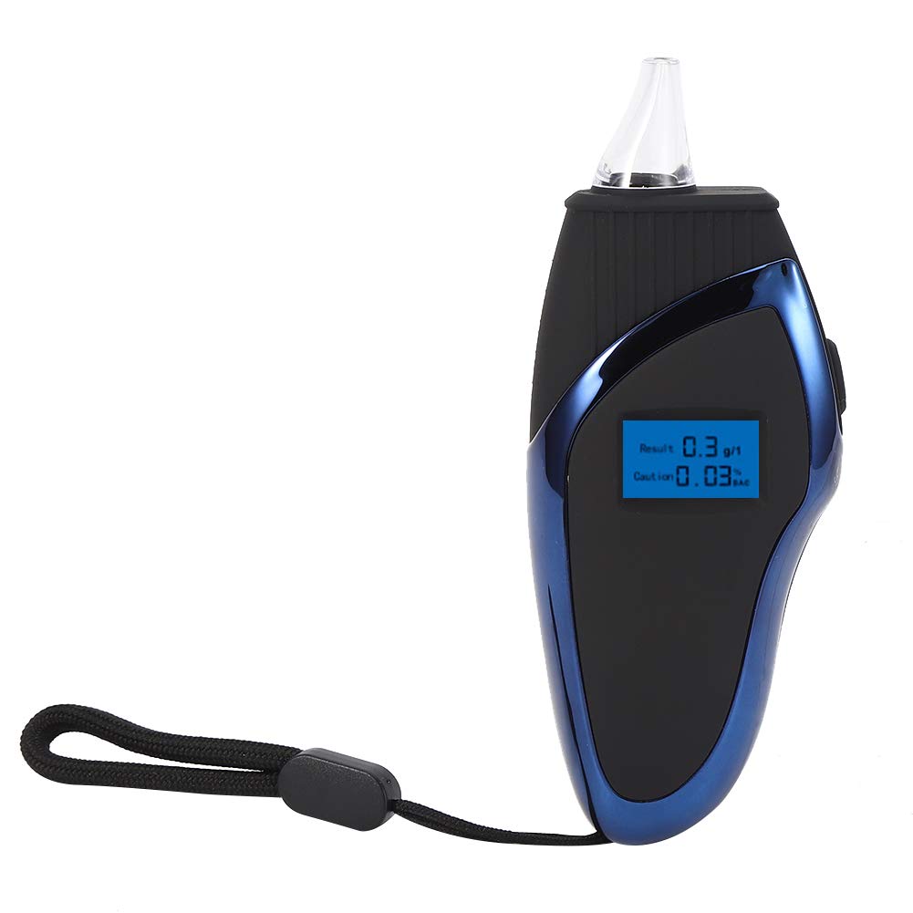 **Portable Digital Alcohol Breathalyzer Tester with LCD Display & 5 Mouthpieces (Black & Blue) – Accurate BAC Testing for Personal, Professional, and Workplace Safety**    *(Ideal for Drivers, Law Enforcement, Bars, and Home Use – Prevent Drunk Driving & Ensure Safety)*